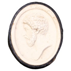 Antique Grand Tour Plaster Cameo Intaglio 19th Century Portrait