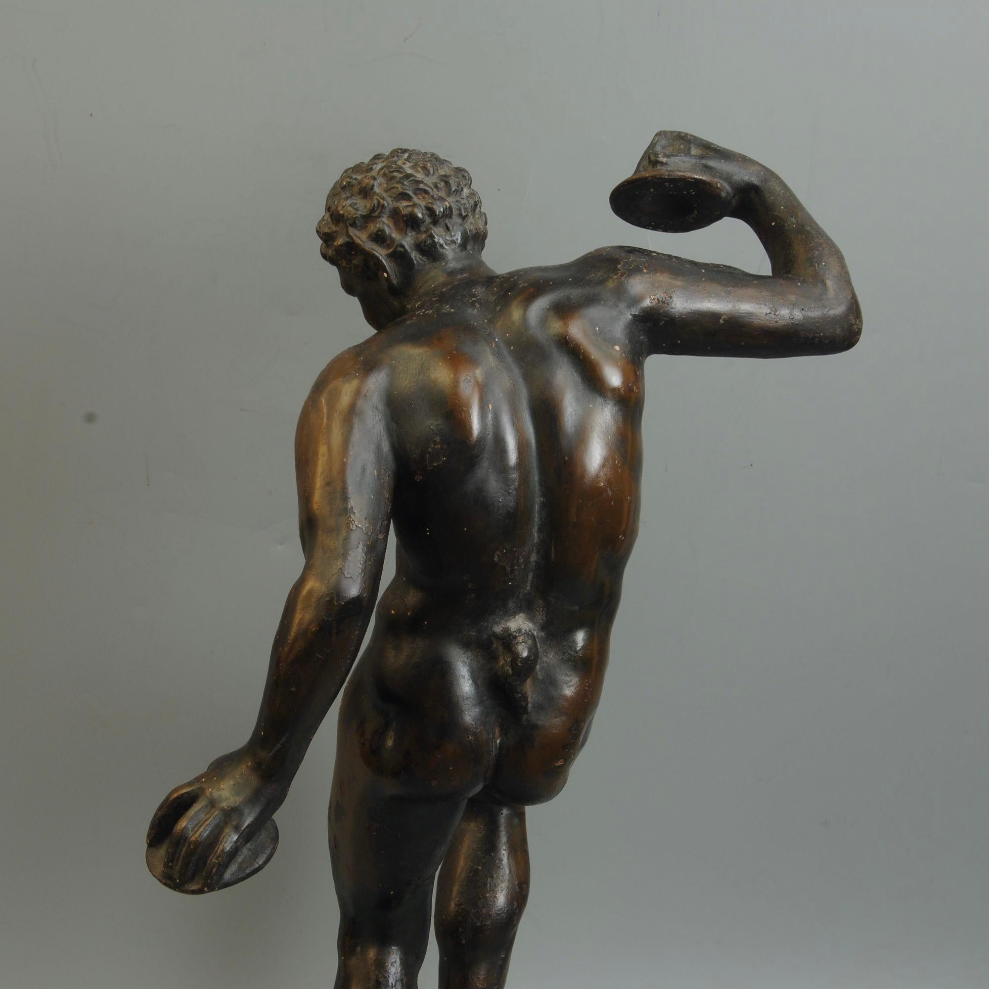 Patinated Grand Tour Plaster Figure Of The Dancing Faun For Sale