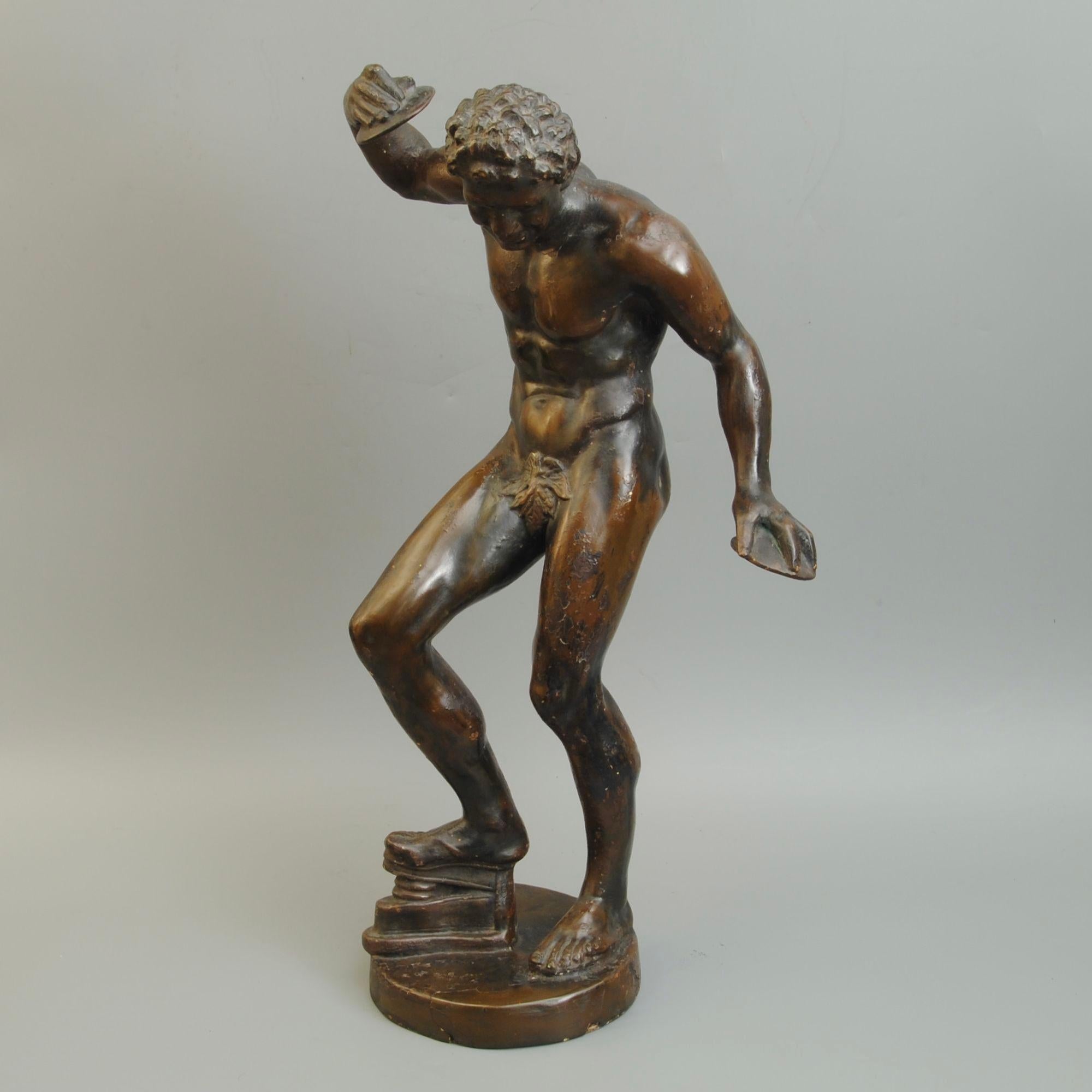 Grand Tour Plaster Figure Of The Dancing Faun In Good Condition For Sale In Lincolnshire, GB