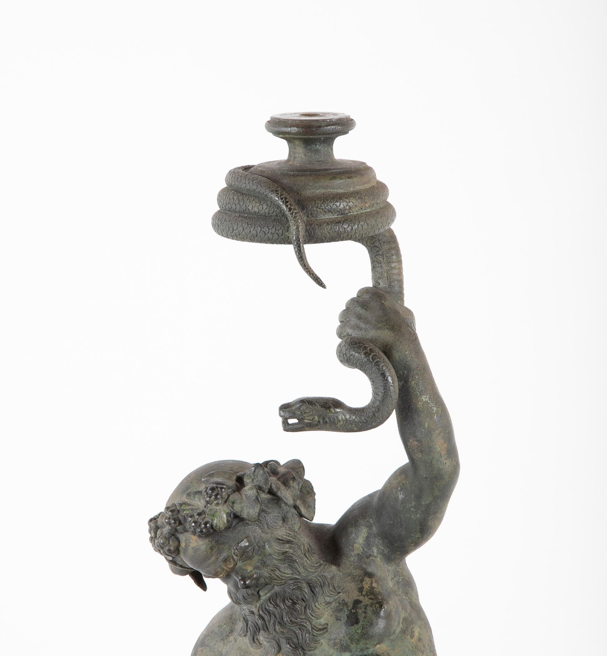 Grand Tour Pompeii Bronze of Silenus, Greek God of Wine In Good Condition For Sale In Stamford, CT