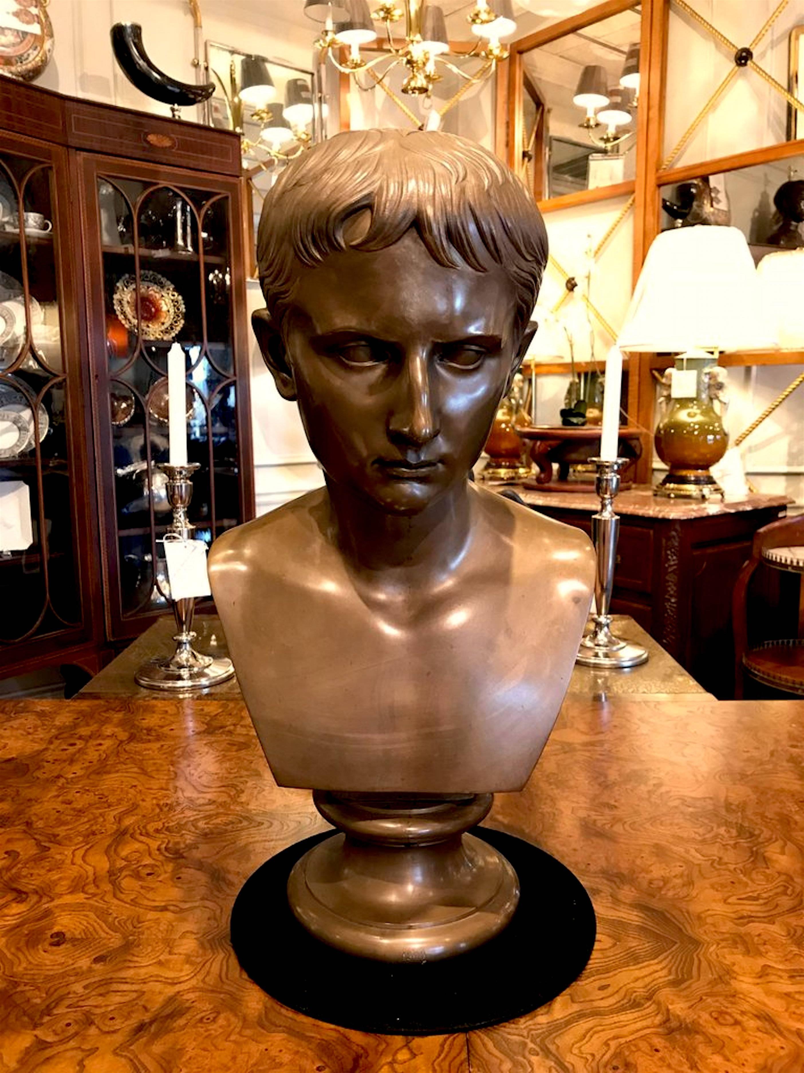 Italian Grand Tour Portrait Bust of Bust of Caesar Augustus, Benedetto Boschetti, Roma