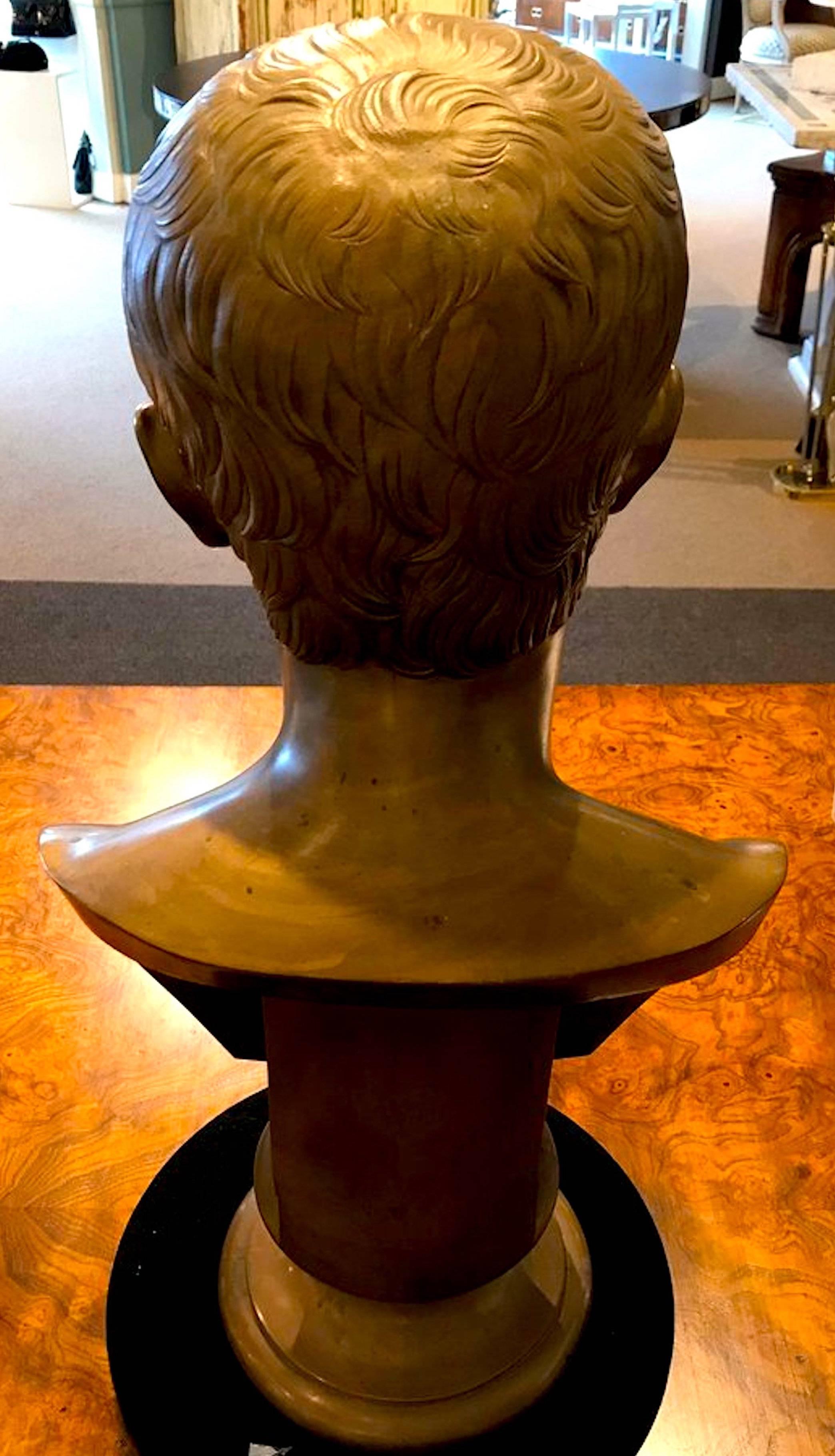 Cast Grand Tour Portrait Bust of Bust of Caesar Augustus, Benedetto Boschetti, Roma