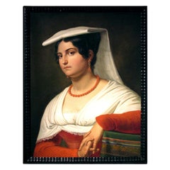 Grand Tour Portrait of an Italian Woman by Friedrich Moosbrugger, Dated 1827
