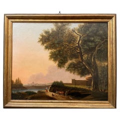  Grand Tour Rectangular Oil on Canvas Roman Countryside Painting