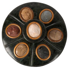 Grand Tour Serpentine Inkwell and Cover Inset with 7 Lava Stone Cameos, 19th C