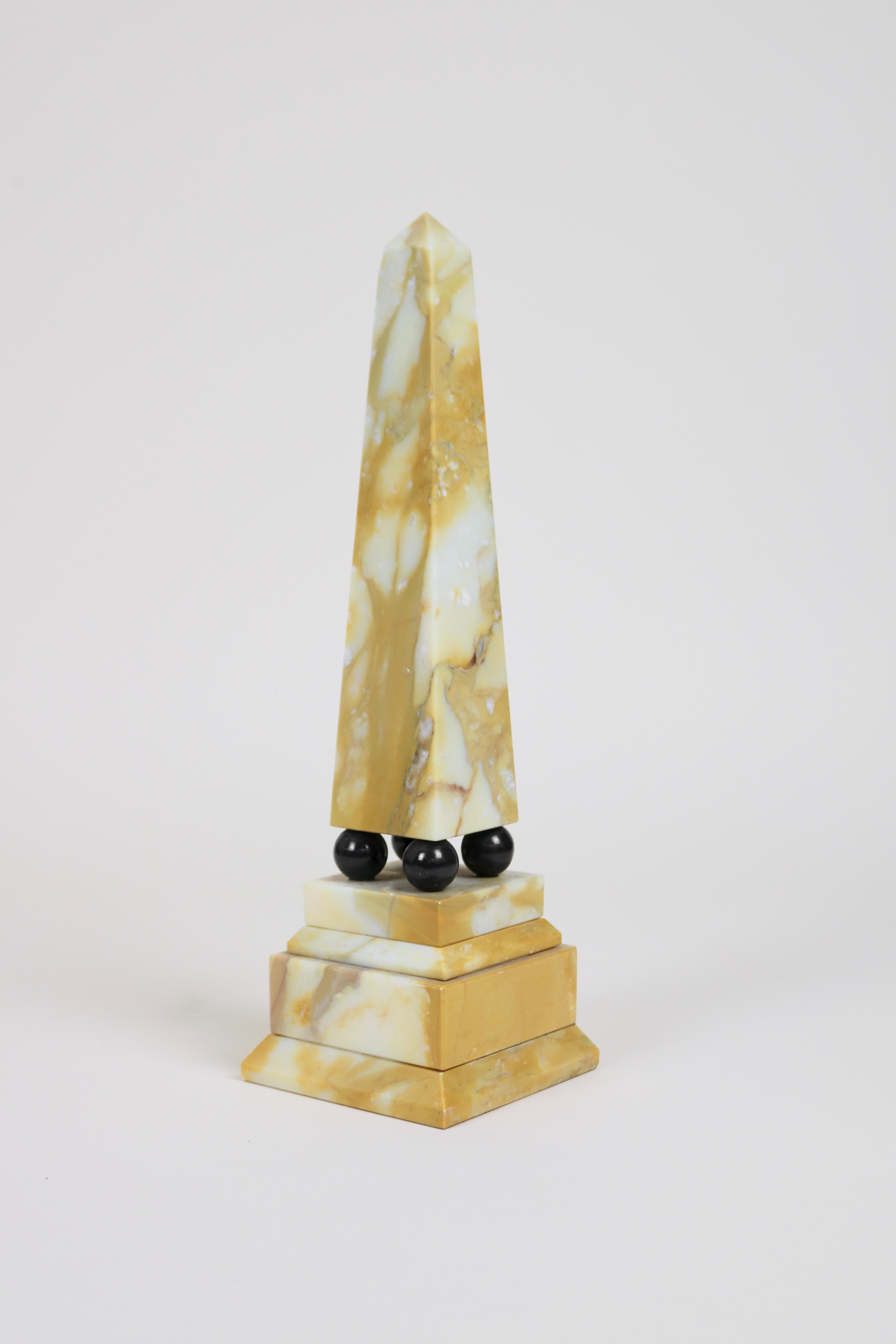 Italian Siena Marble Obelisk Pair For Sale