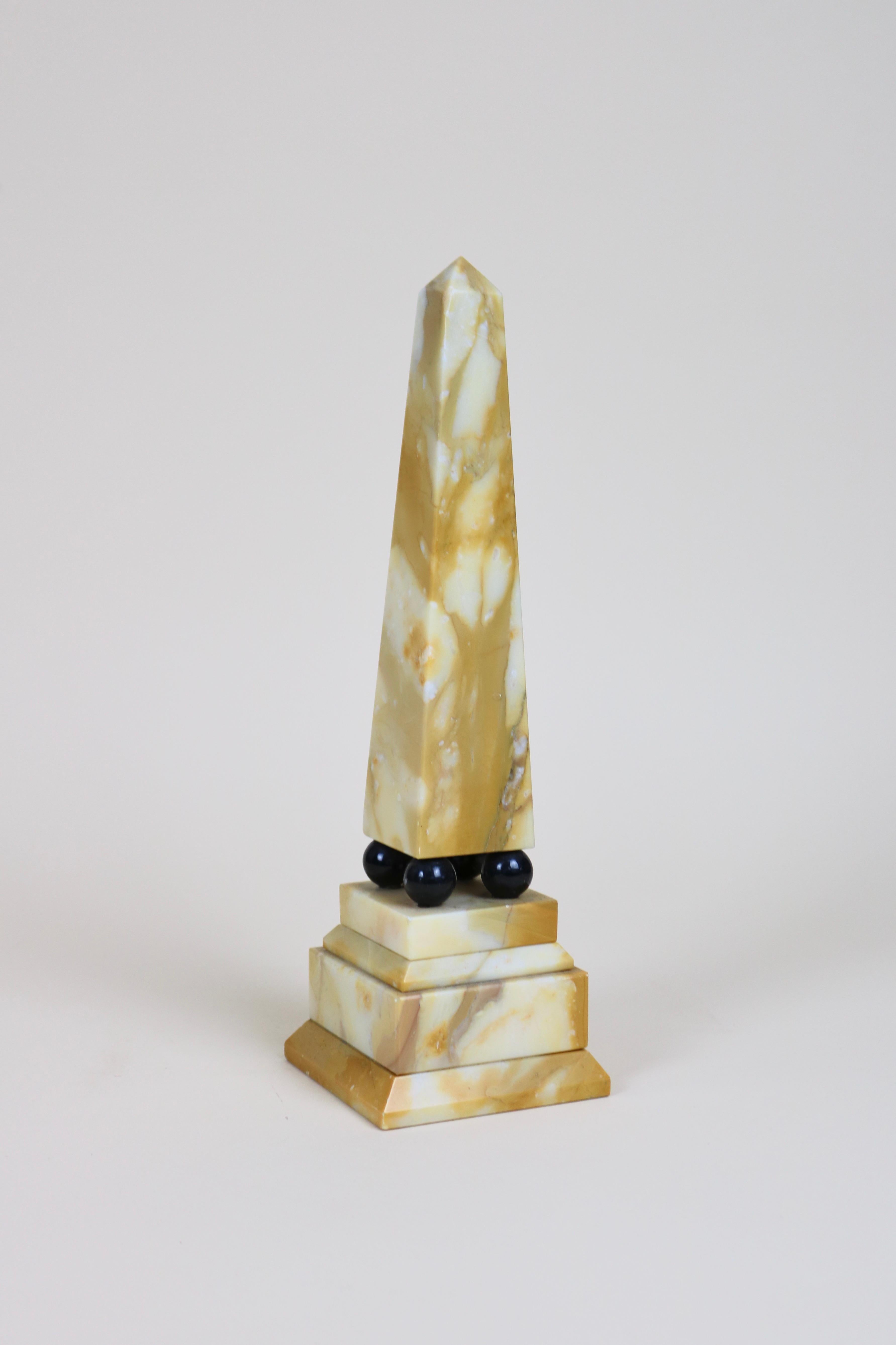 20th Century Siena Marble Obelisk Pair For Sale