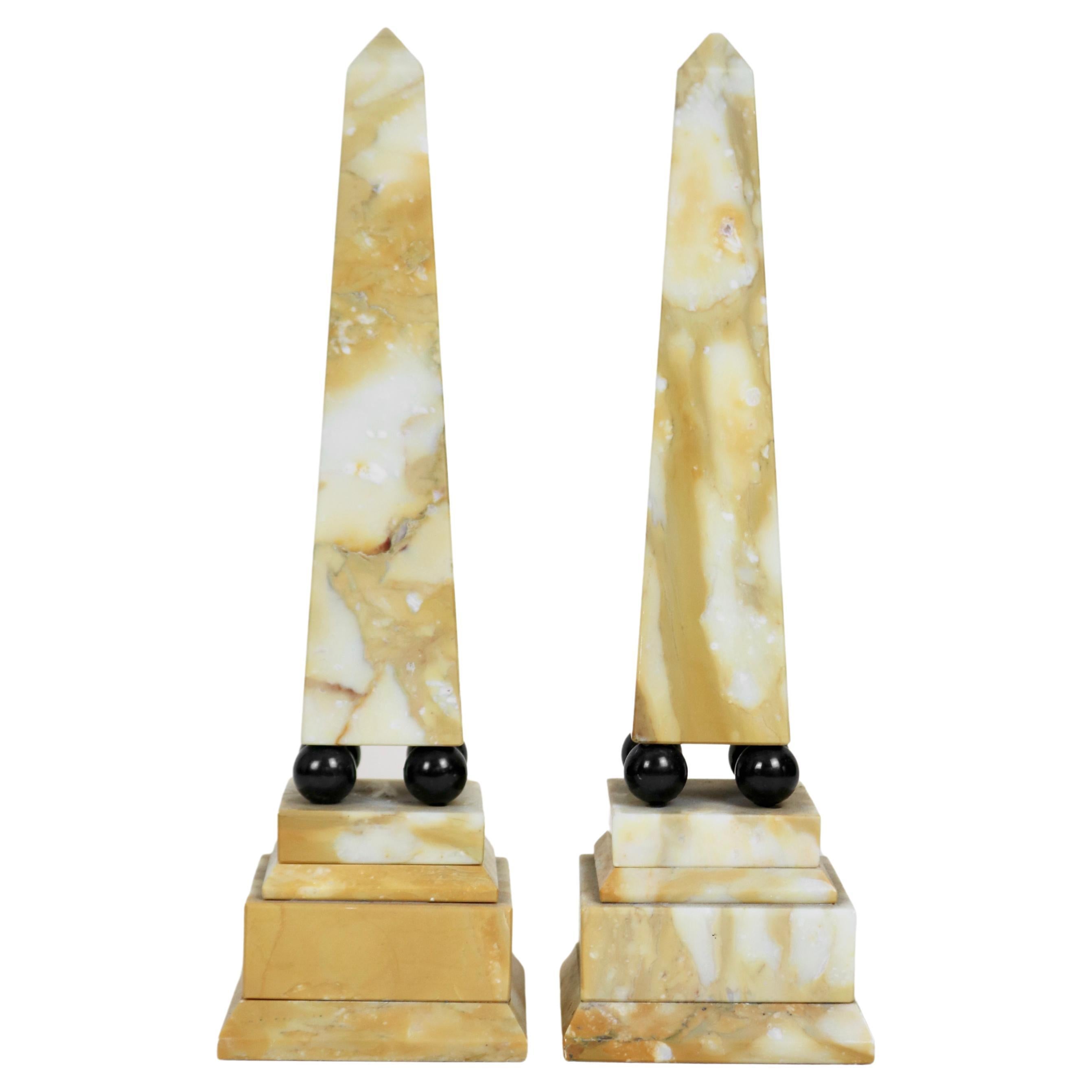 Siena Marble Obelisk Pair
