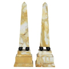Antique Siena Marble Obelisk Pair