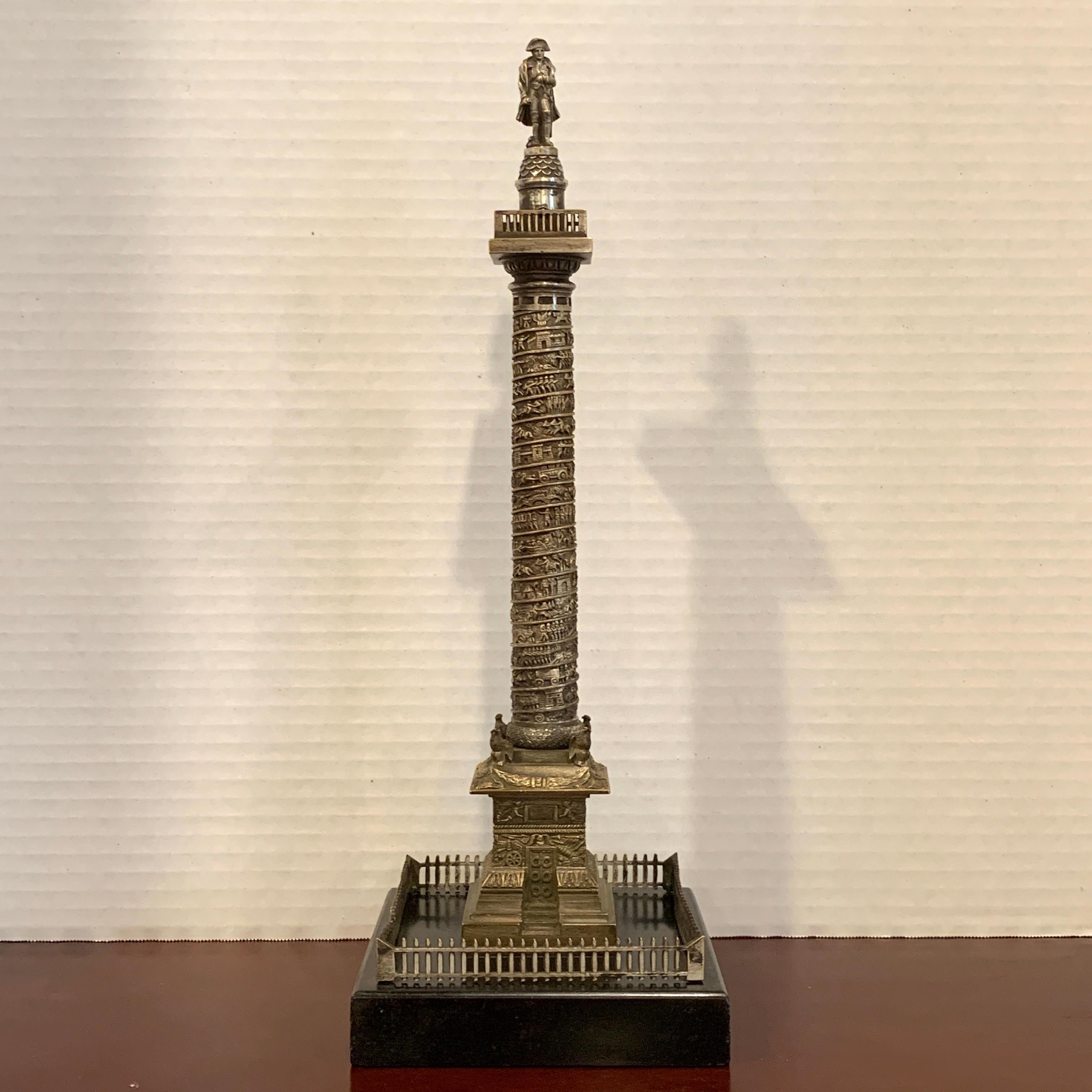 French Grand Tour Patinated Bronze Place Napoleon/Vendome Column For Sale
