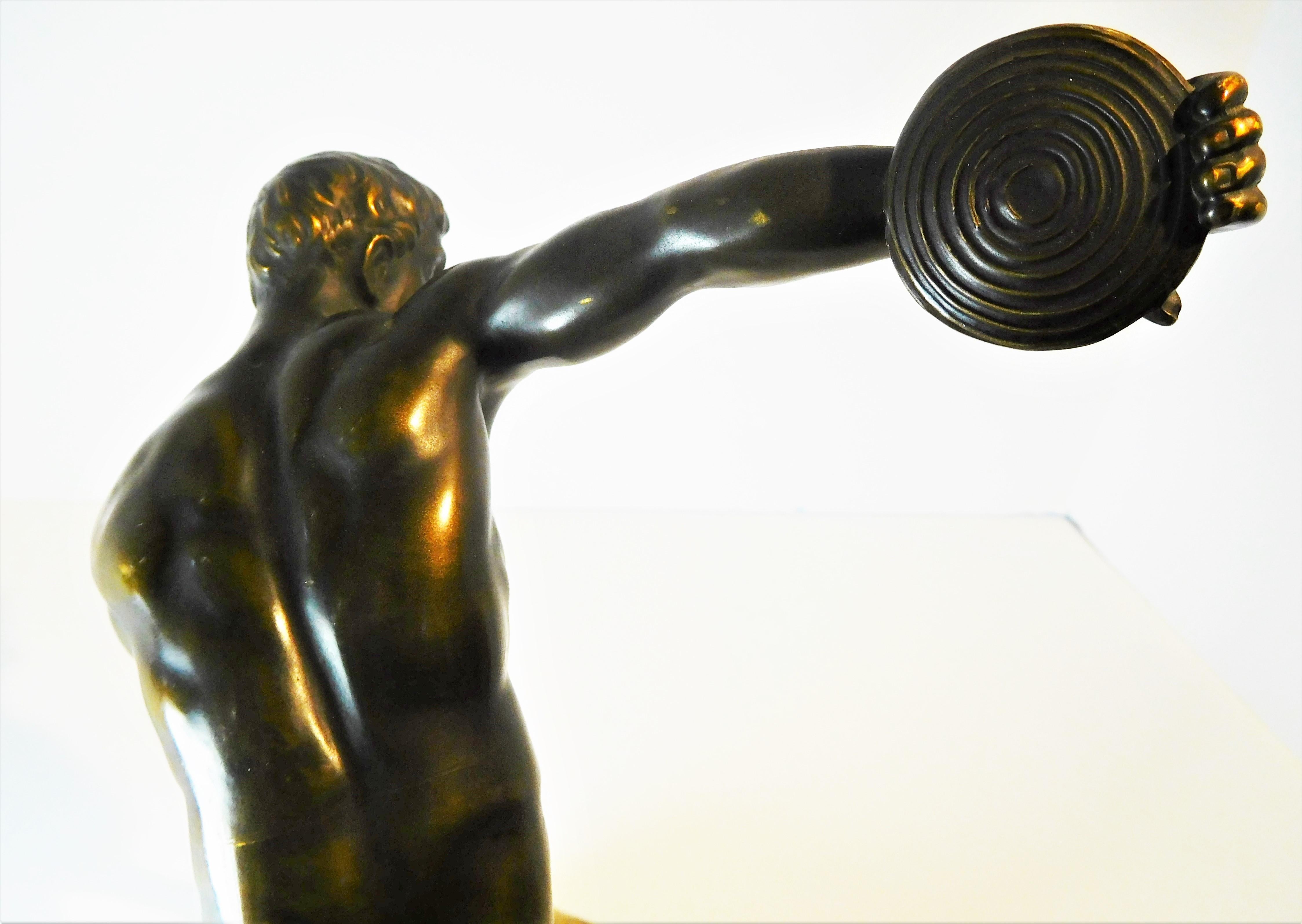 Grand Tour Souvenir Bronze Figure of Discobolus, After the Antique by Myron For Sale 5