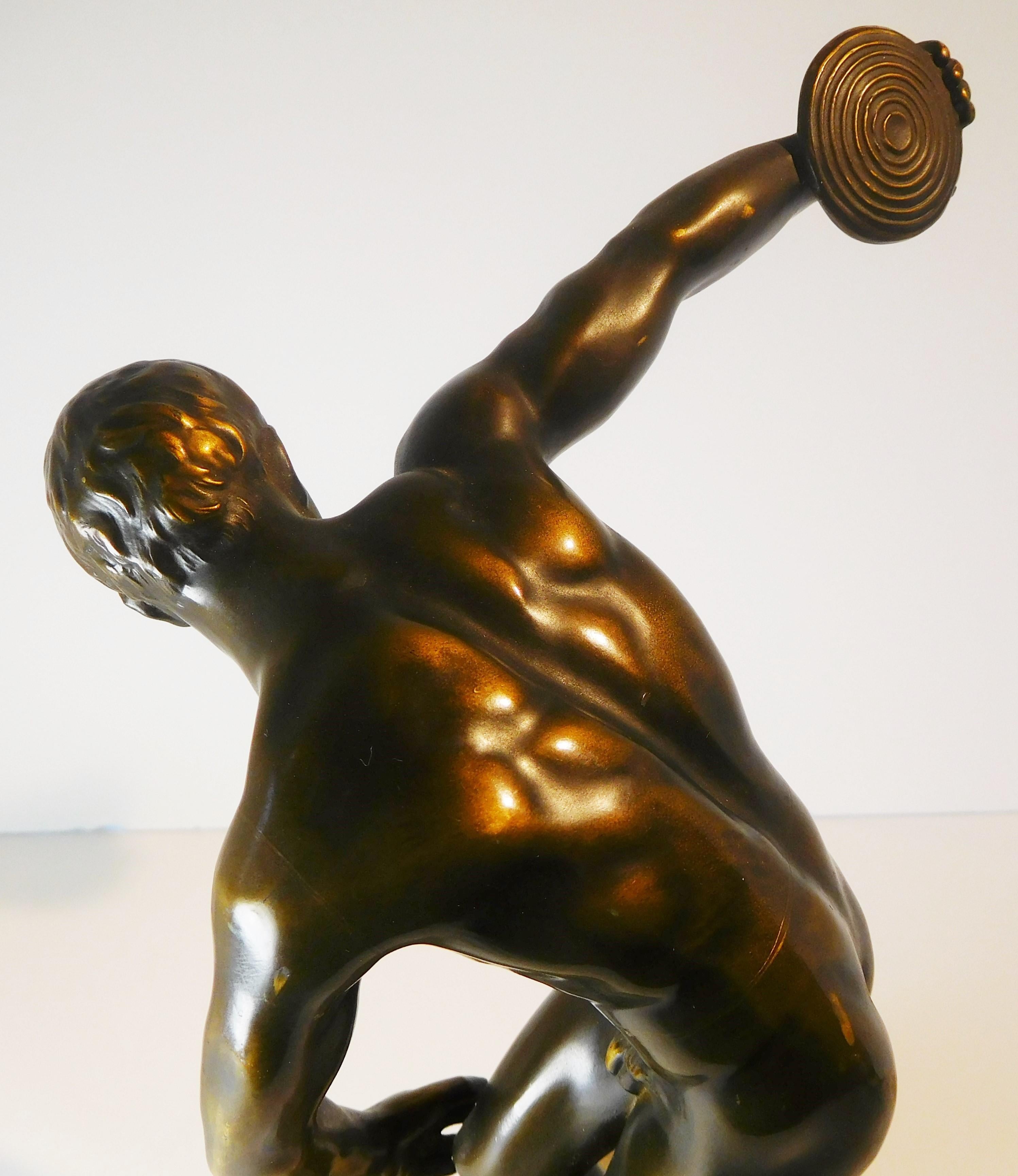 Grand Tour Souvenir Bronze Figure of Discobolus, After the Antique by Myron For Sale 6