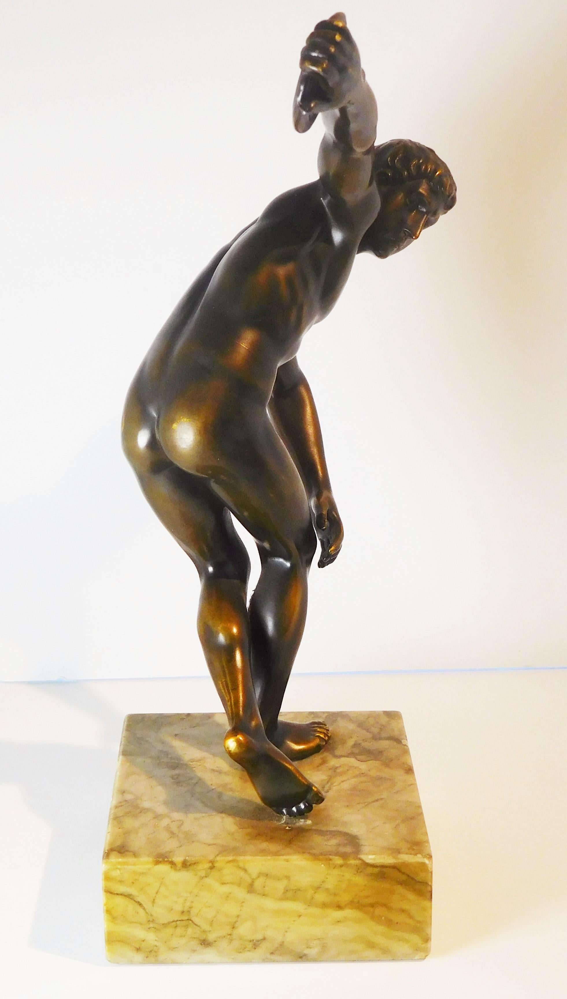 Italian Grand Tour Souvenir Bronze Figure of Discobolus, After the Antique by Myron For Sale