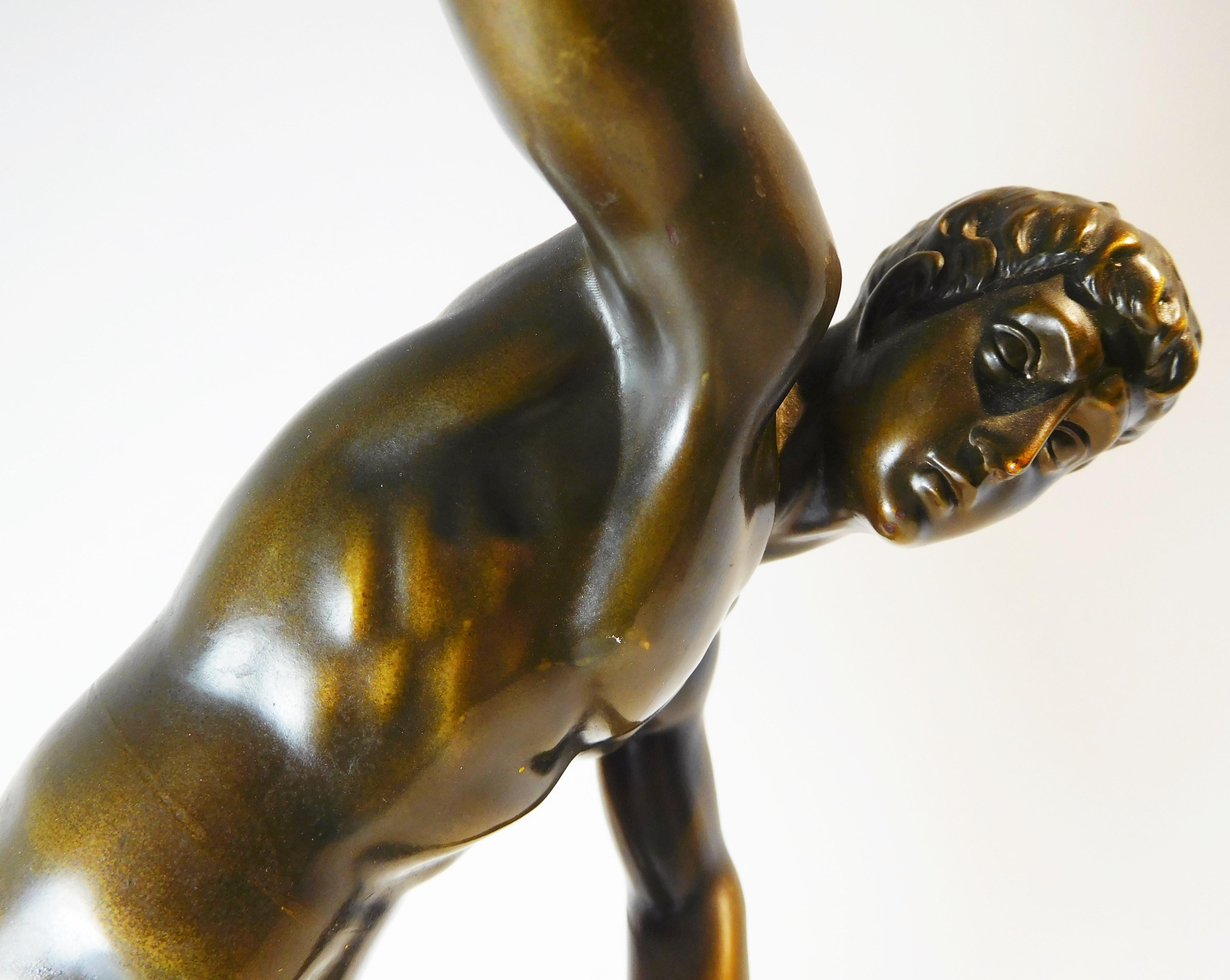 Grand Tour Souvenir Bronze Figure of Discobolus, After the Antique by Myron For Sale 3