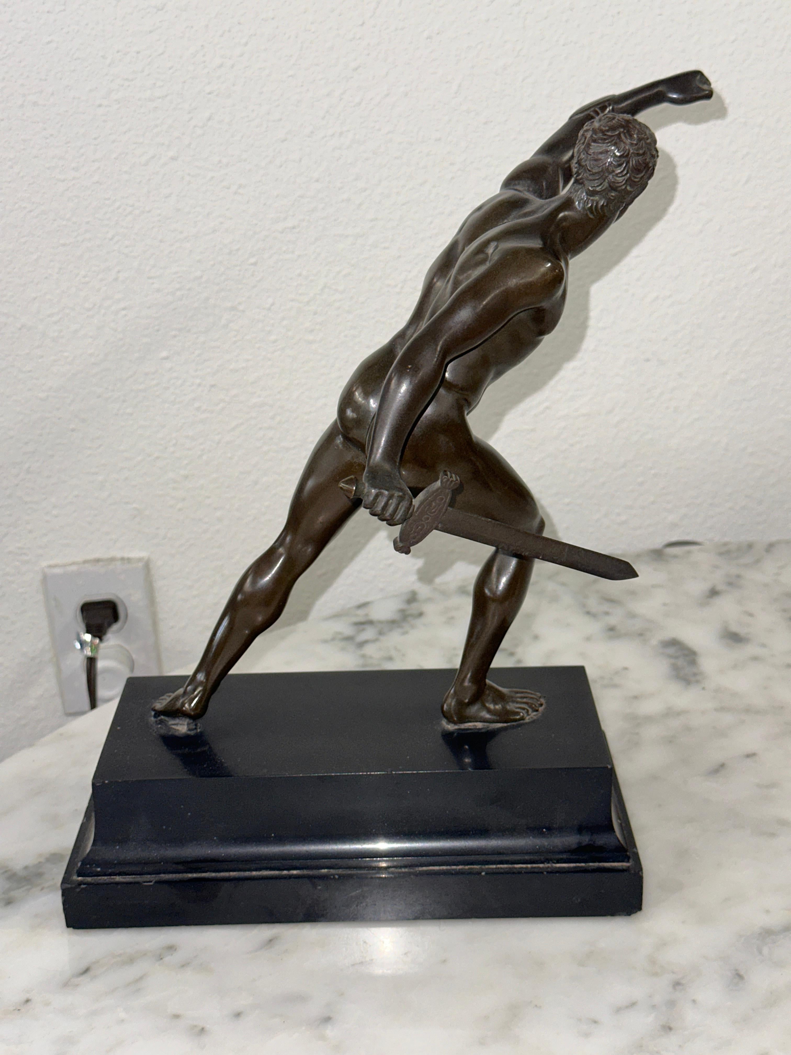 Italian Grand Tour Souvenir Neo Classical Bronze of the Borghese Gladiator