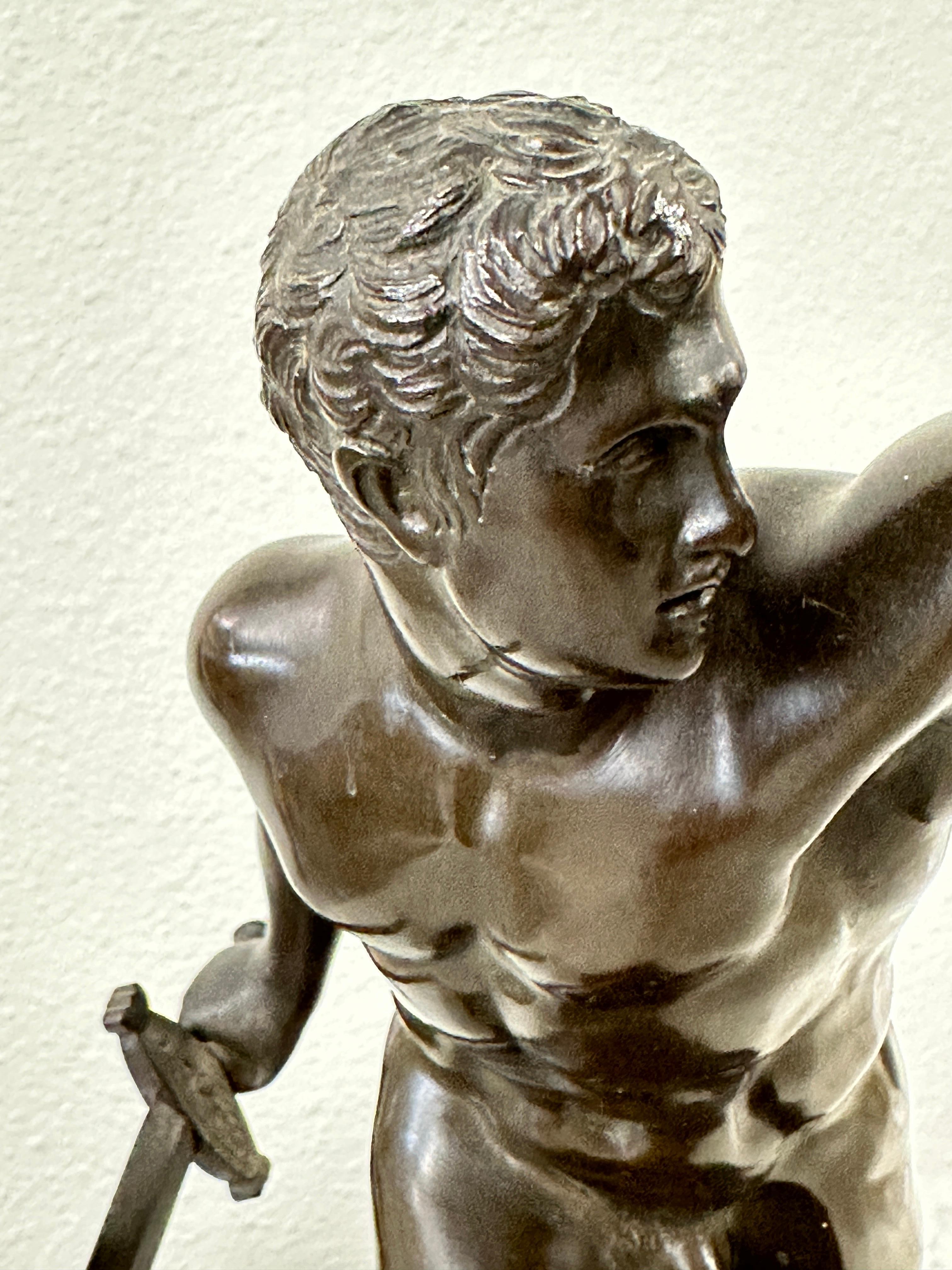 Grand Tour Souvenir Neo Classical Bronze of the Borghese Gladiator In Good Condition In Palm Springs, CA