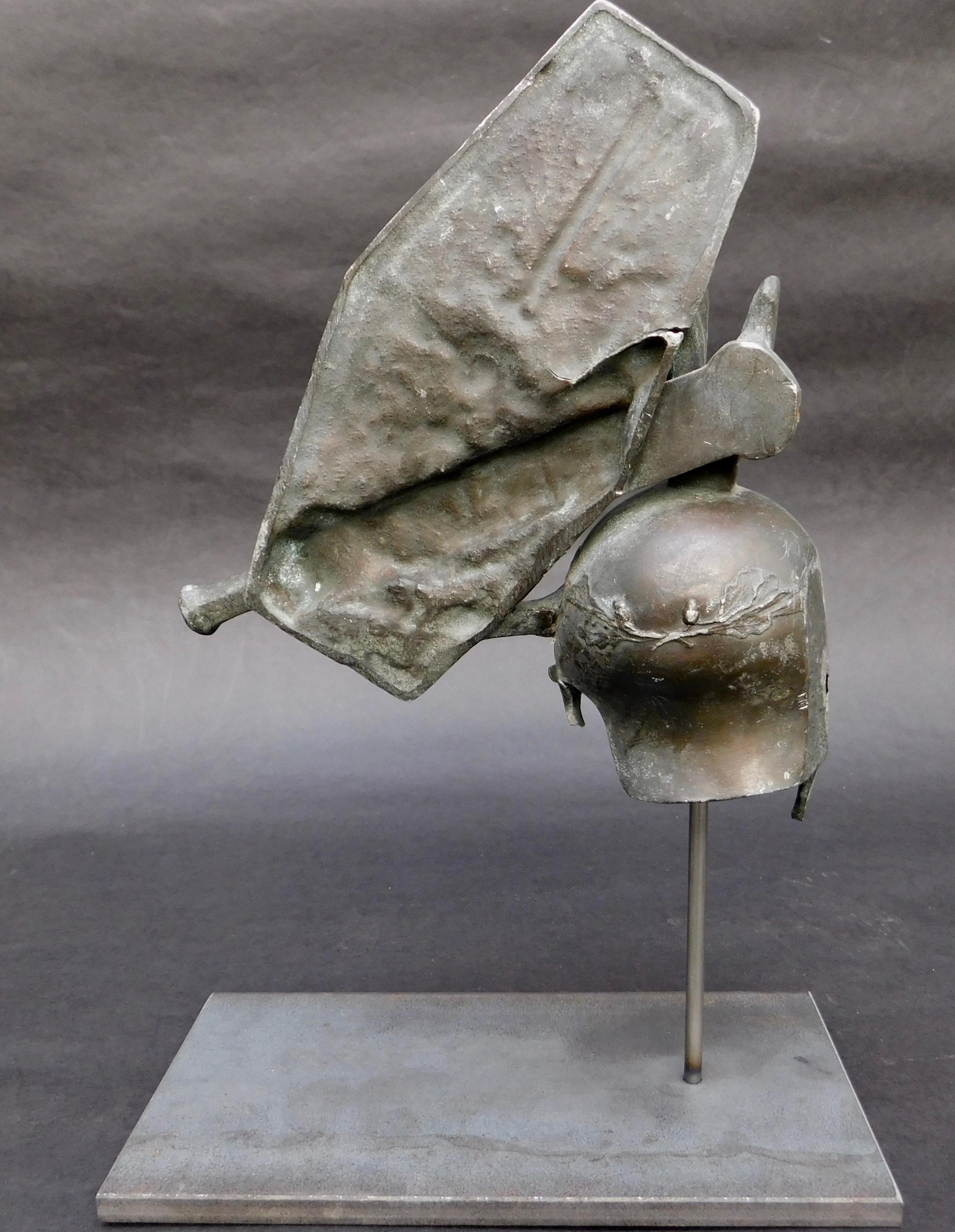 Italian Grand Tour Souvenir Statue of a Roman Centurions Helmet and Shield For Sale