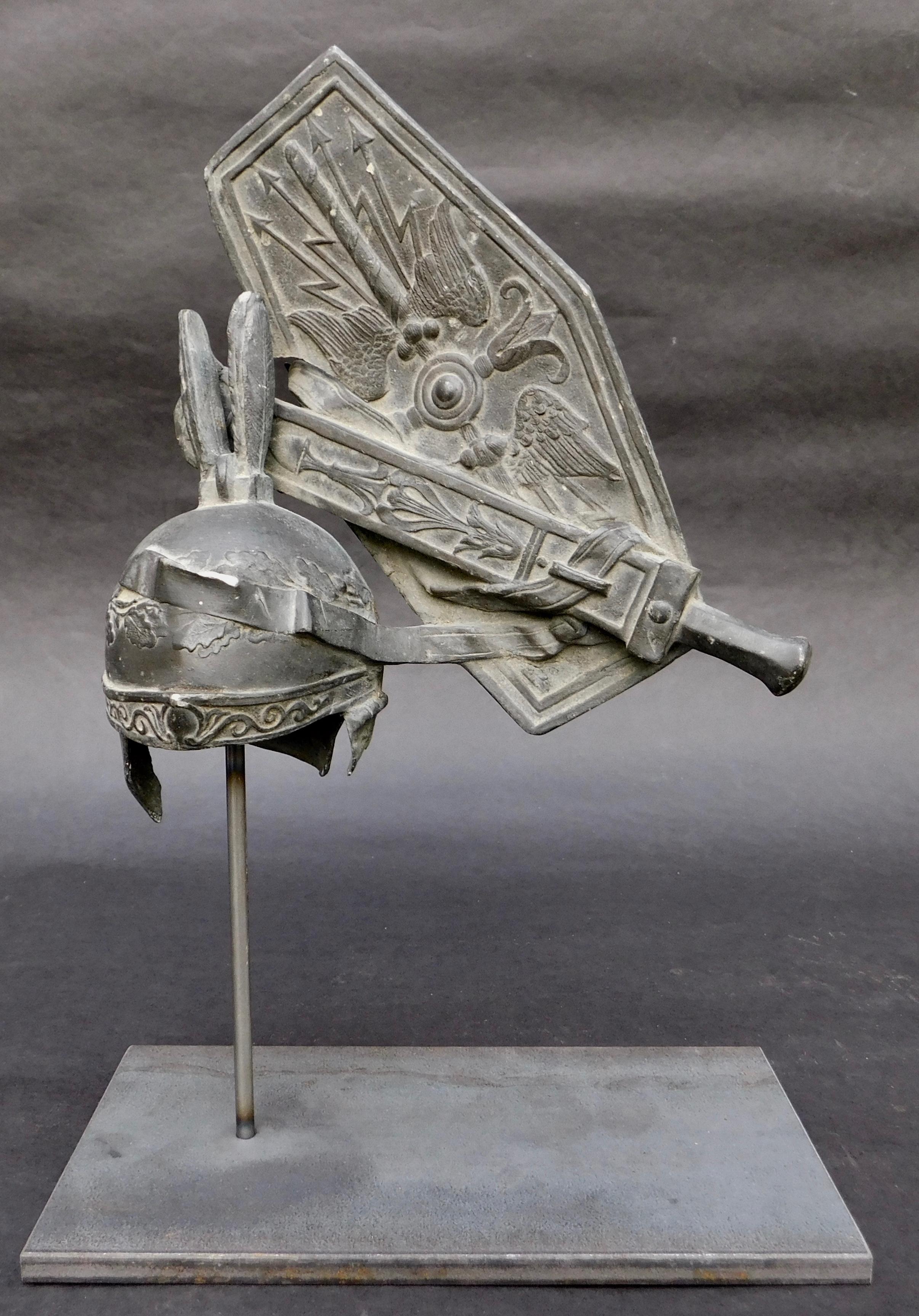 19th Century Grand Tour Souvenir Statue of a Roman Centurions Helmet and Shield For Sale