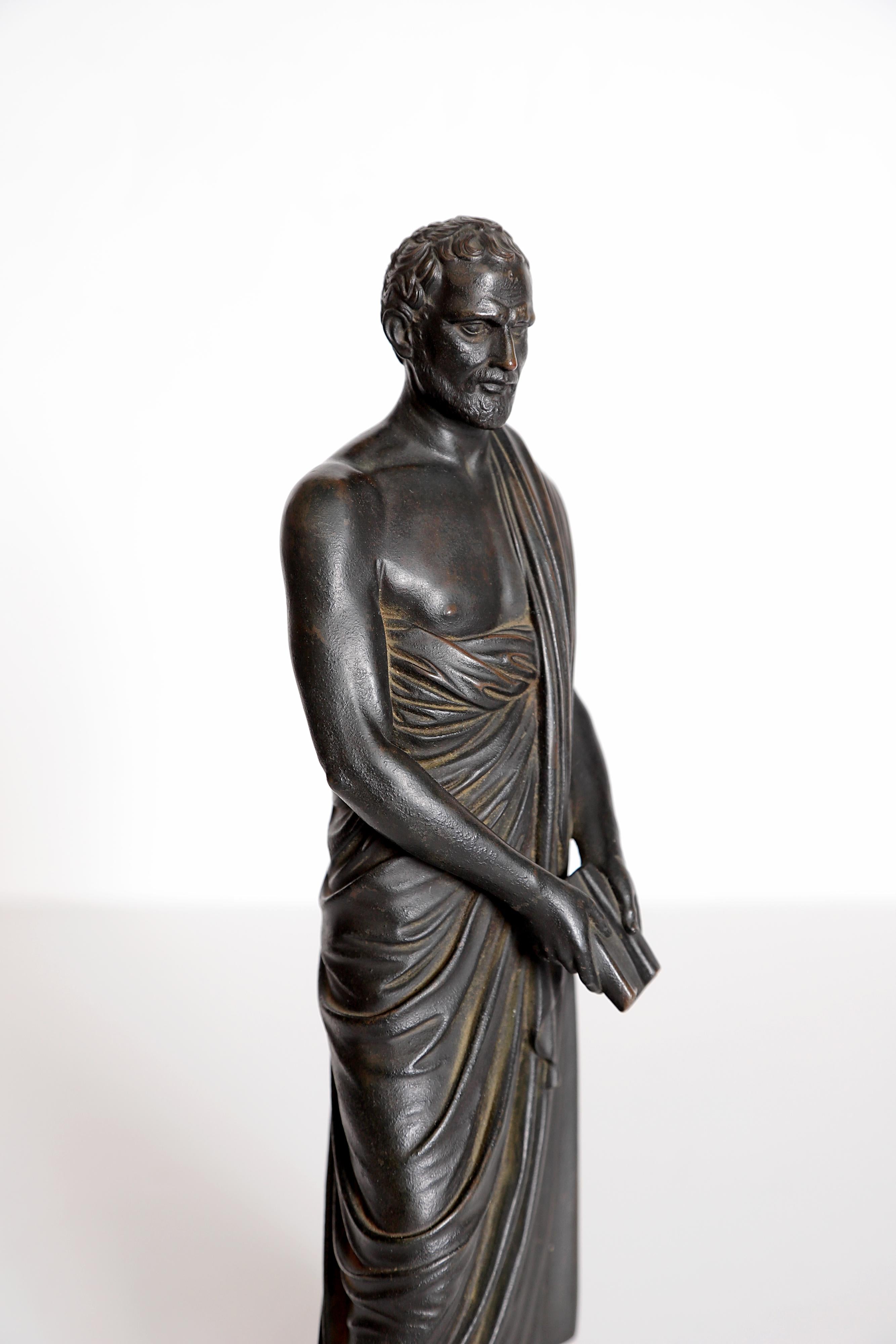 Sculpture en bronze patiné Grand Tour Souviner de Sophocles « Tragédien grec » en vente 5