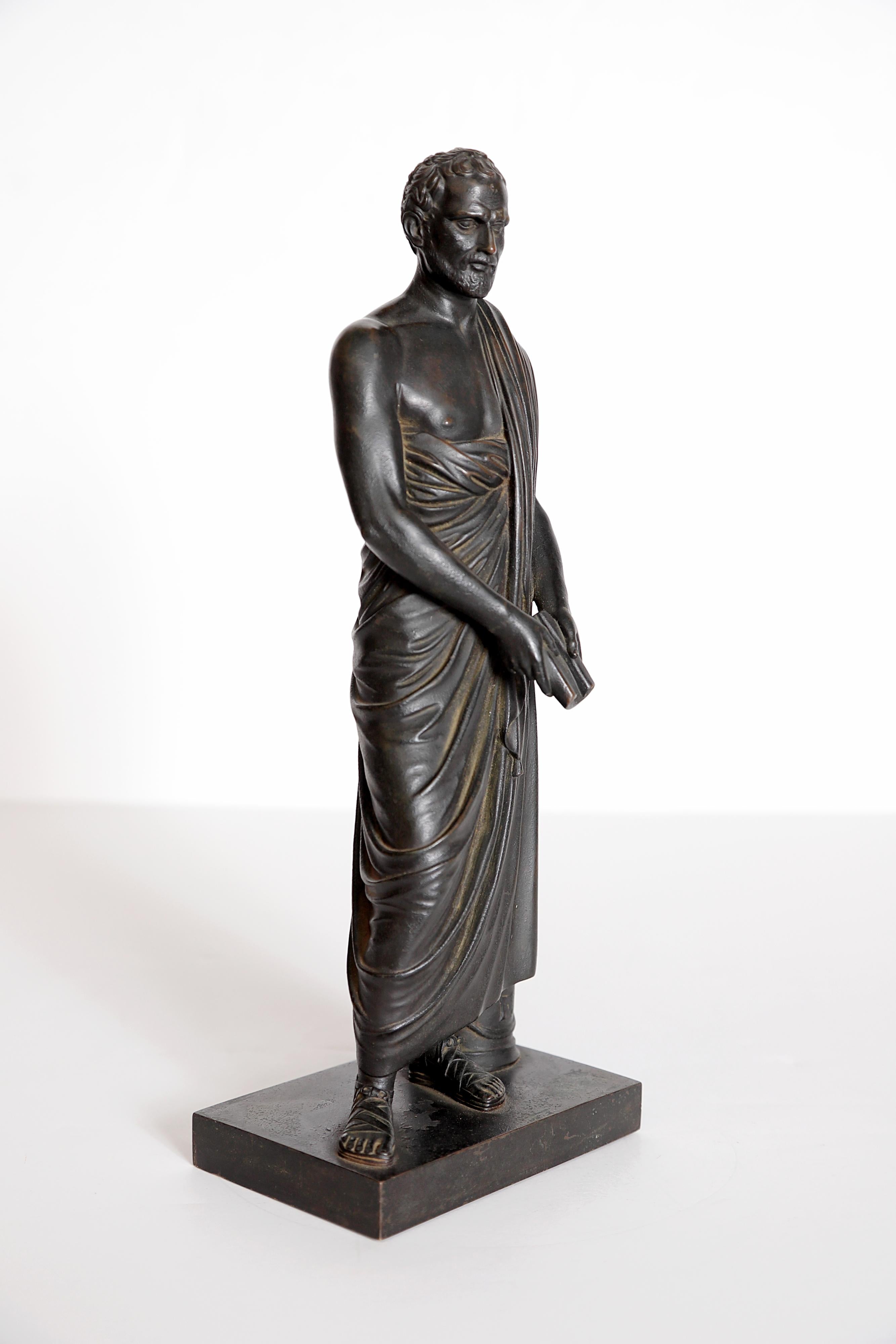 Sculpture en bronze patiné Grand Tour Souviner de Sophocles « Tragédien grec » en vente 6