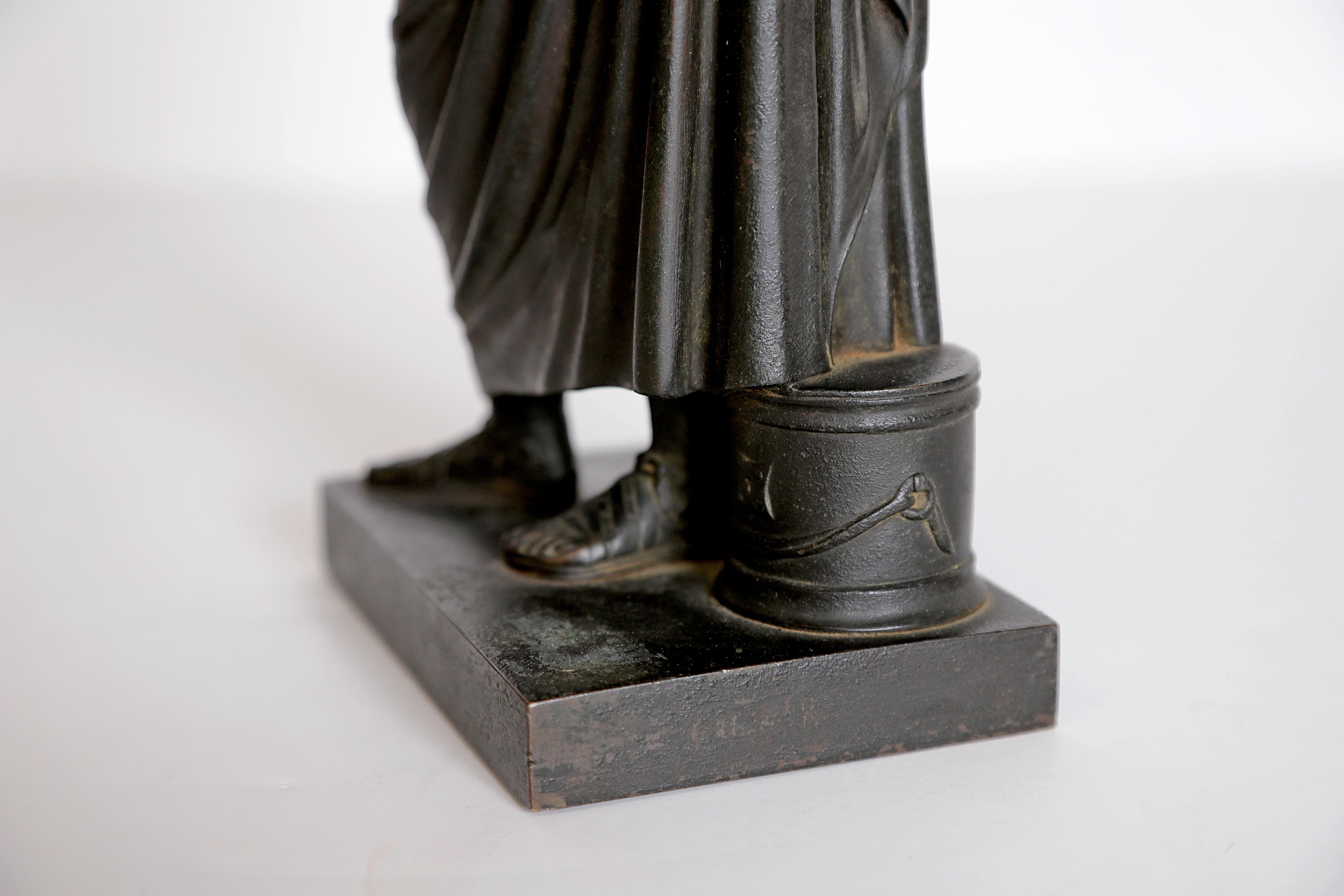 Sculpture en bronze patiné Grand Tour Souviner de Sophocles « Tragédien grec » en vente 9