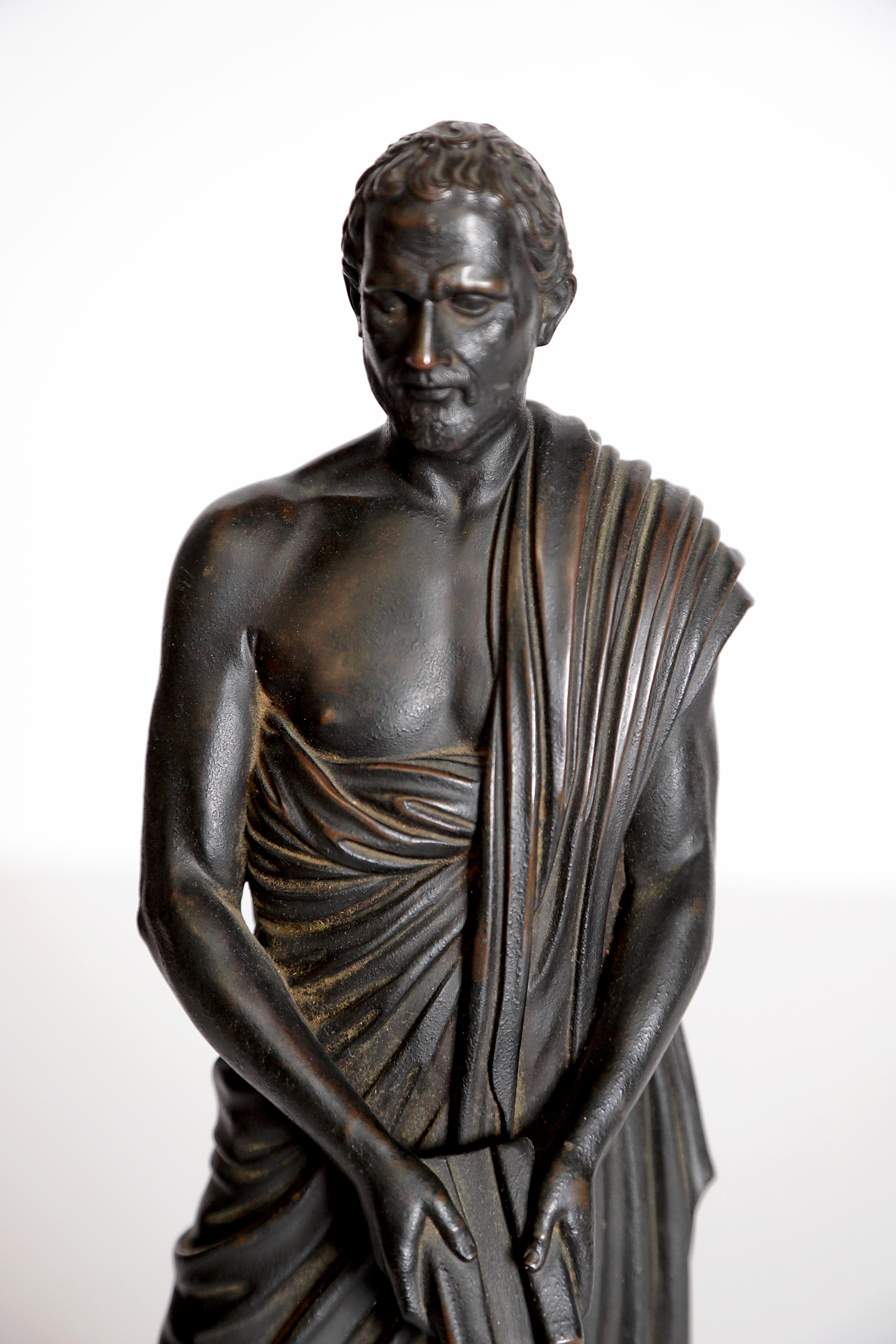 Grand Tour Souviner / scultura in bronzo patinato del tragediografo greco Sofocle (479 a.C.-406 a.C.).