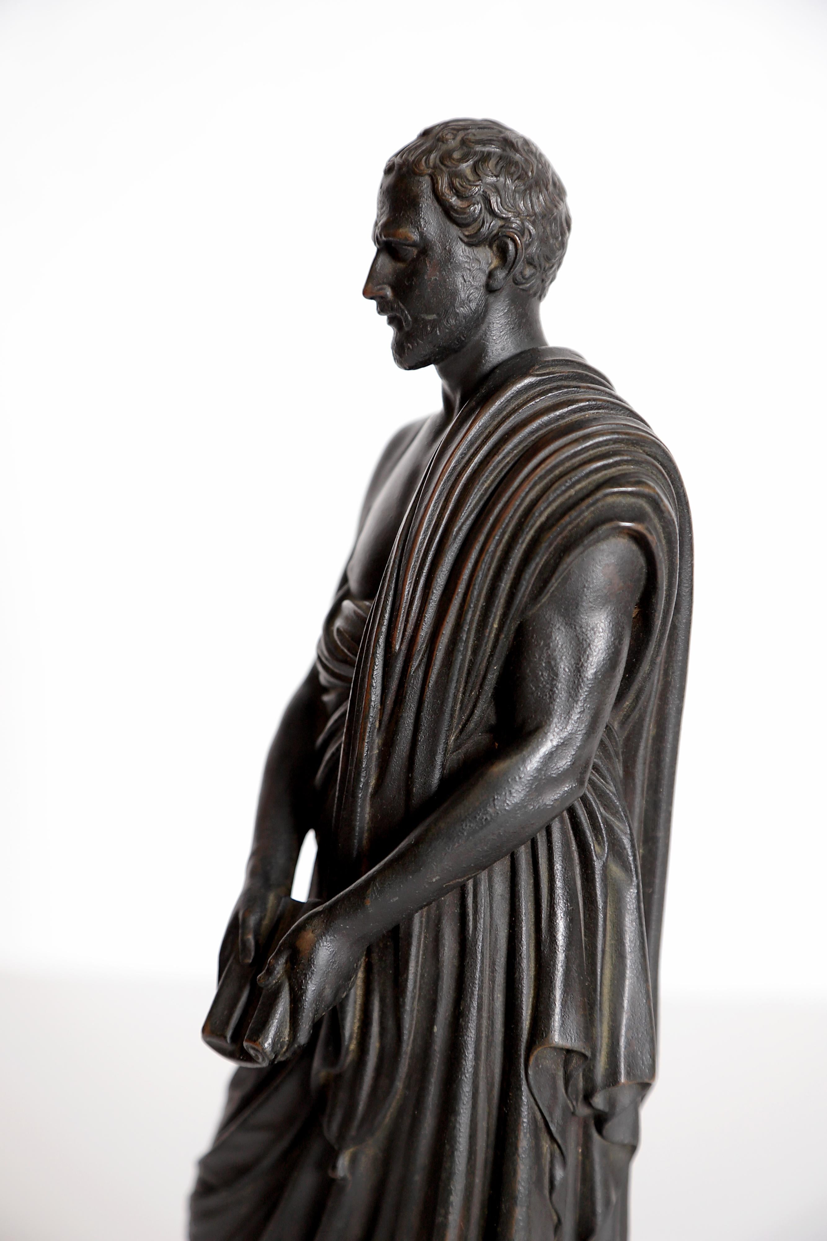 Cast Grand Tour Souviner / Patinated Bronze Sculpture of Sophocles 'Greek Tragedian' For Sale
