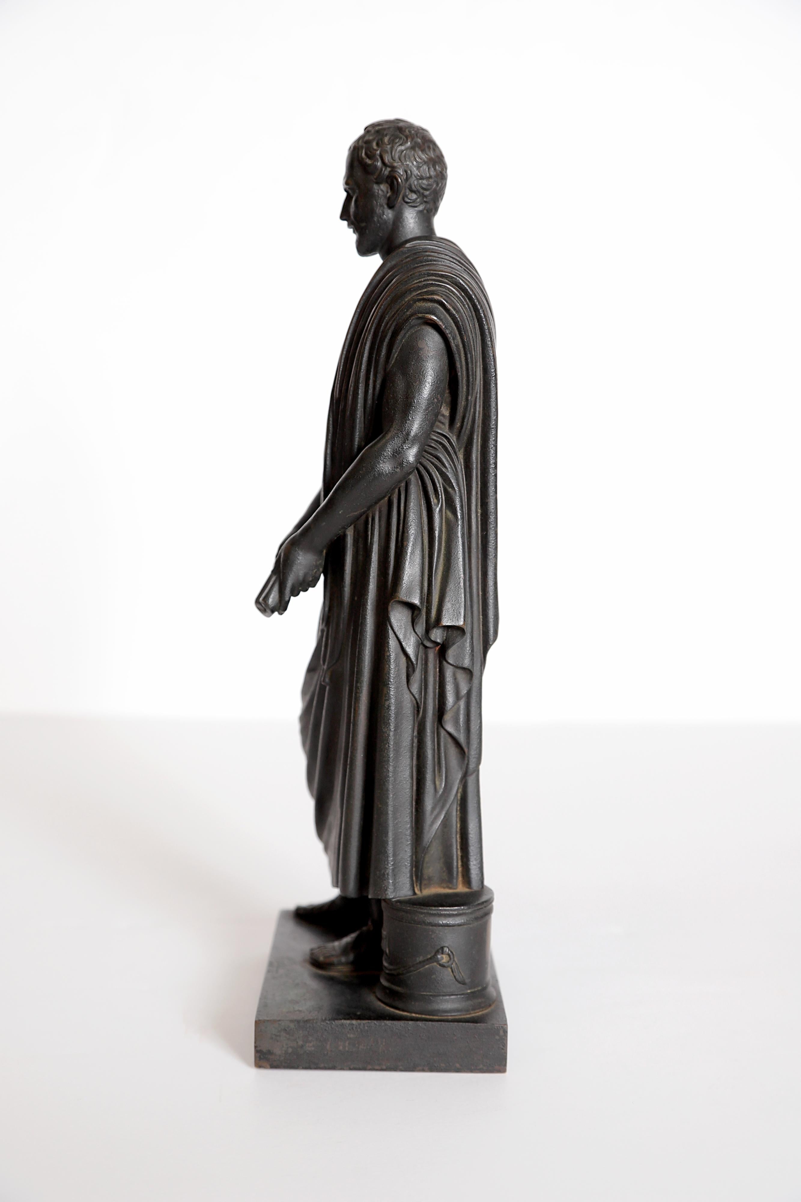 19th Century Grand Tour Souviner / Patinated Bronze Sculpture of Sophocles 'Greek Tragedian' For Sale