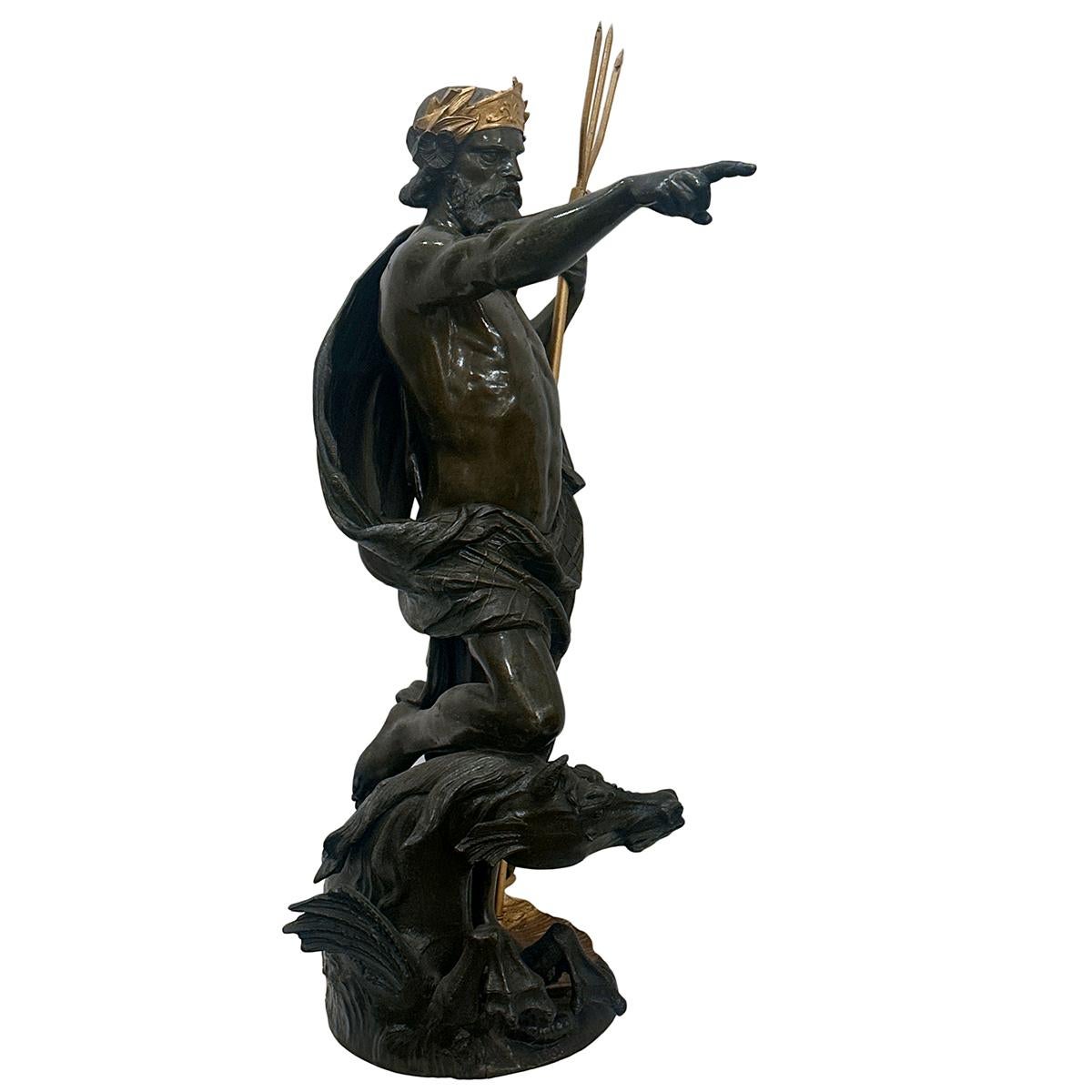 An Italian circa 1900 cast metal statue of Poseidon.

Measurements:
Height: 27.5