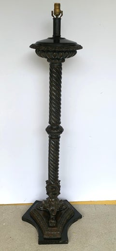 Grand Tour Style Bronze and Marble Column Floor Lamp, after the Roman Model