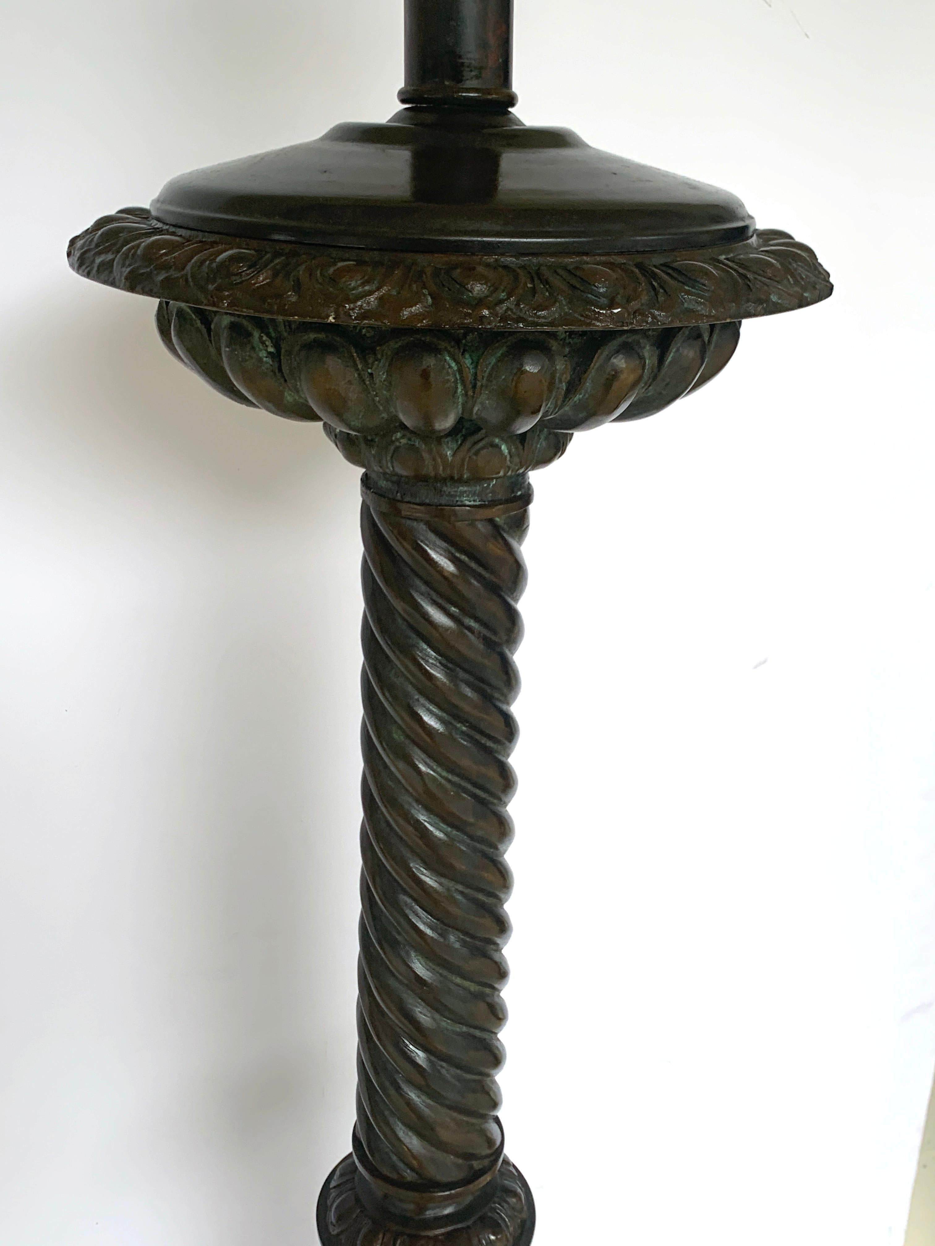 Grand Tour Style Bronze and Marble Column Floor Lamp, after the Roman Model For Sale 2