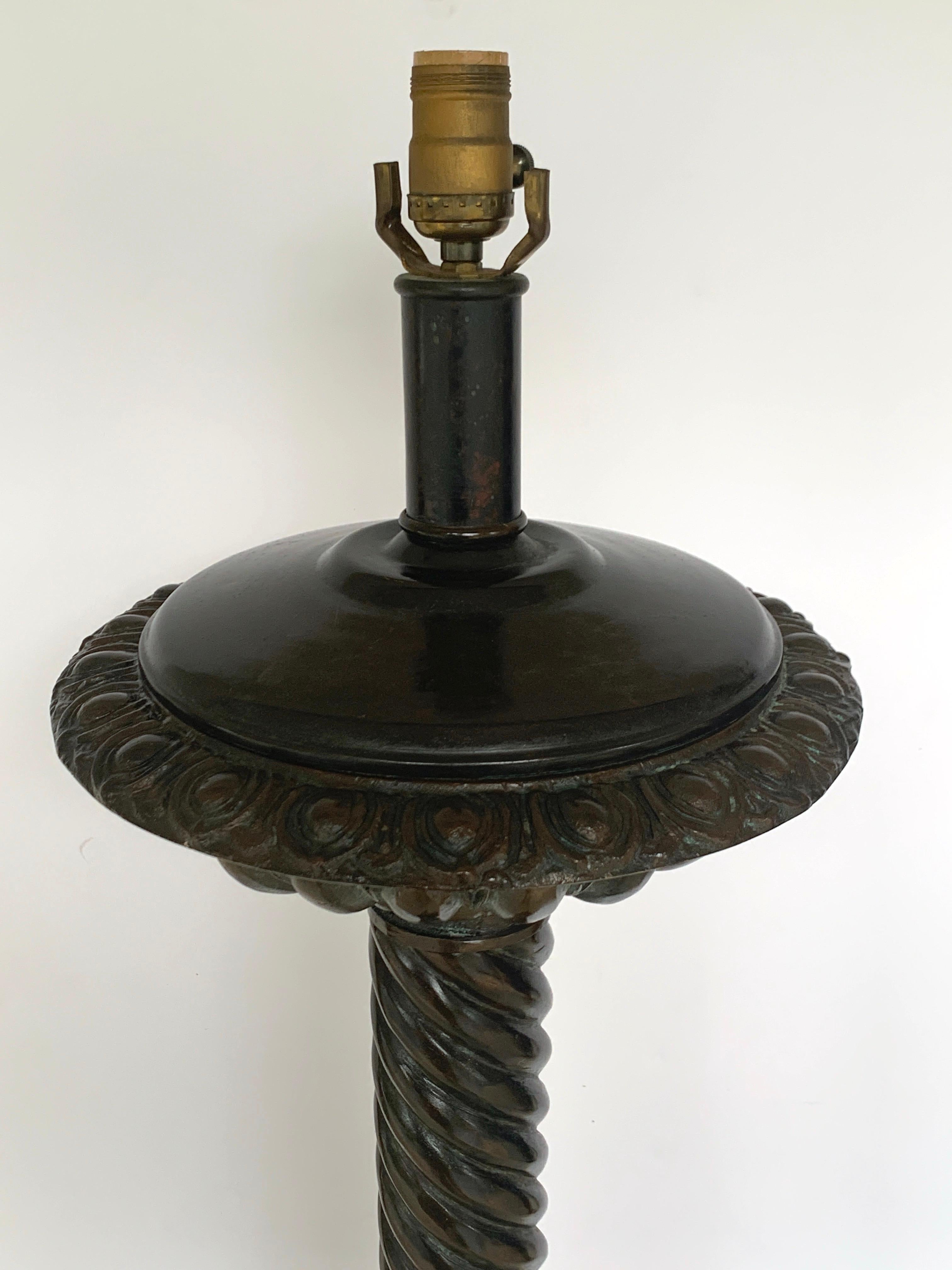 Grand Tour Style Bronze and Marble Column Floor Lamp, after the Roman Model For Sale 3