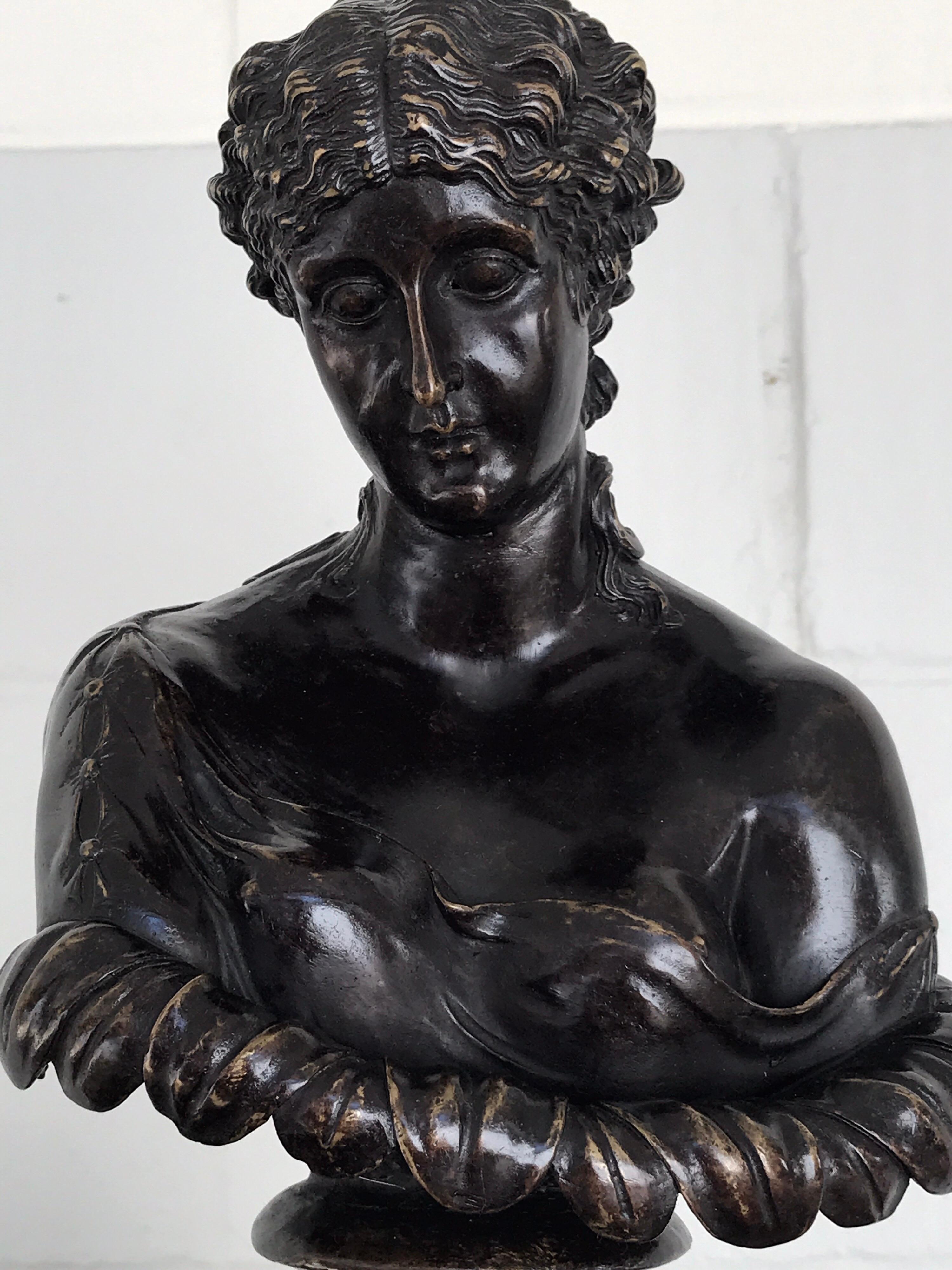 Cast Grand Tour Style Bronze Bust of Clytie For Sale