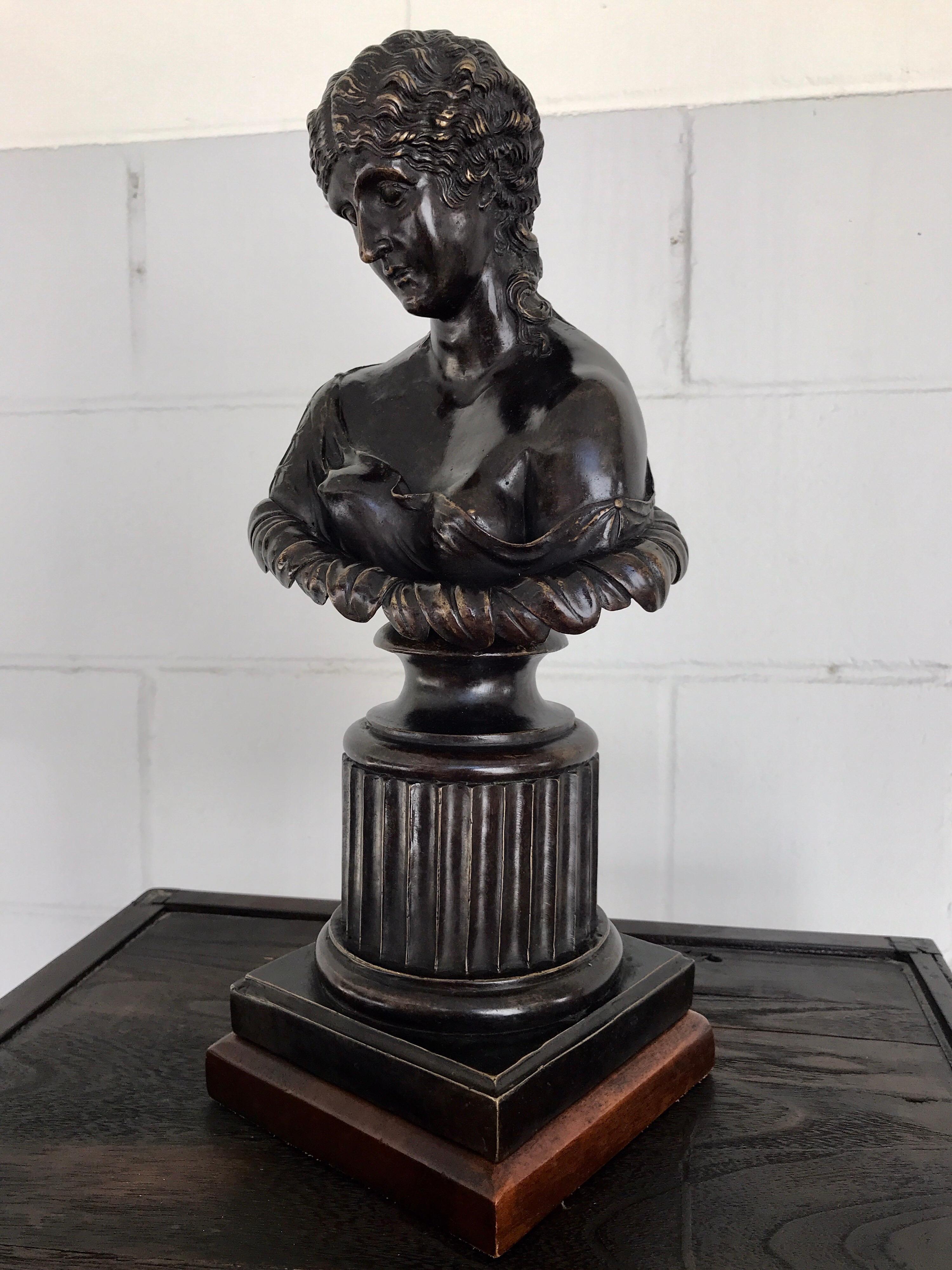 Grand Tour Style Bronze Bust of Clytie In Good Condition For Sale In West Palm Beach, FL