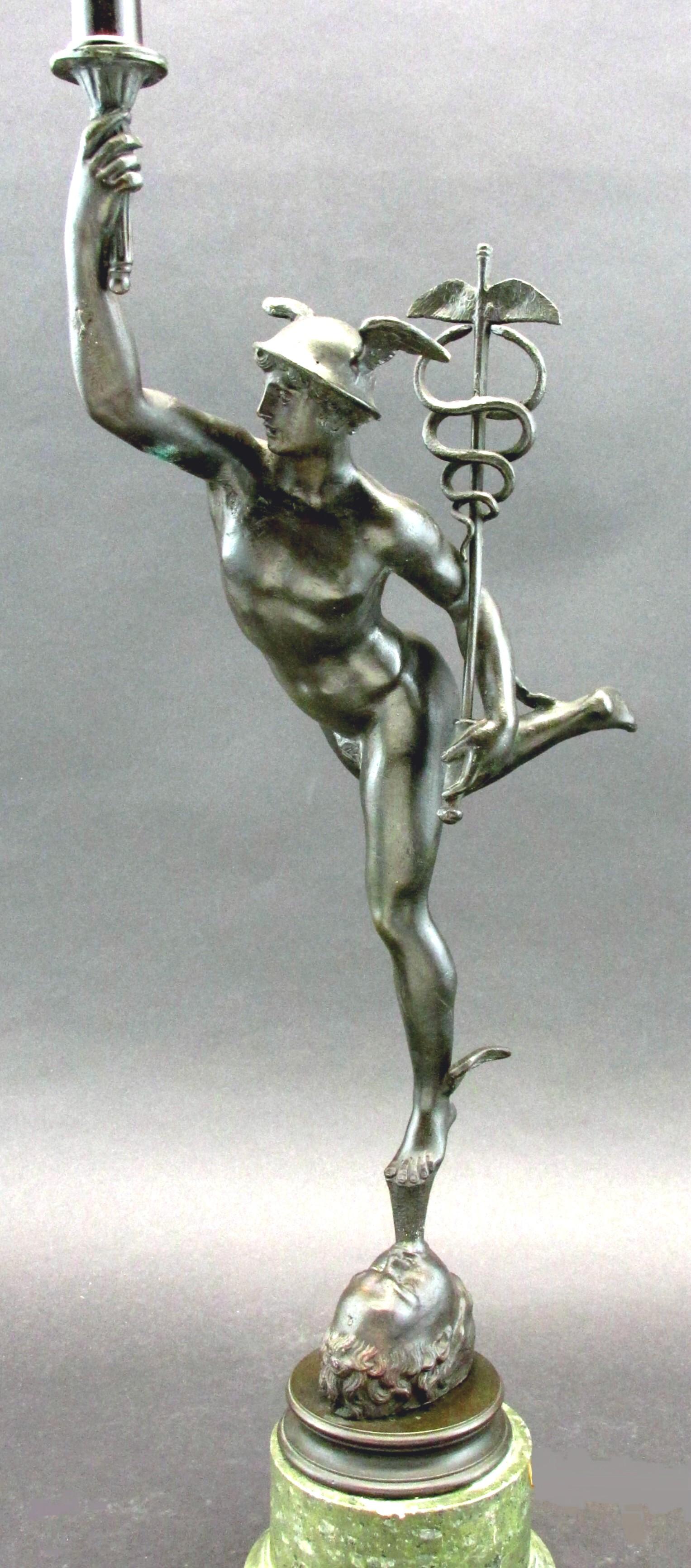 Fine Grand Tour Style Bronze of Mercury Mounted as a Table Lamp, Circa 1900 In Good Condition For Sale In Ottawa, Ontario