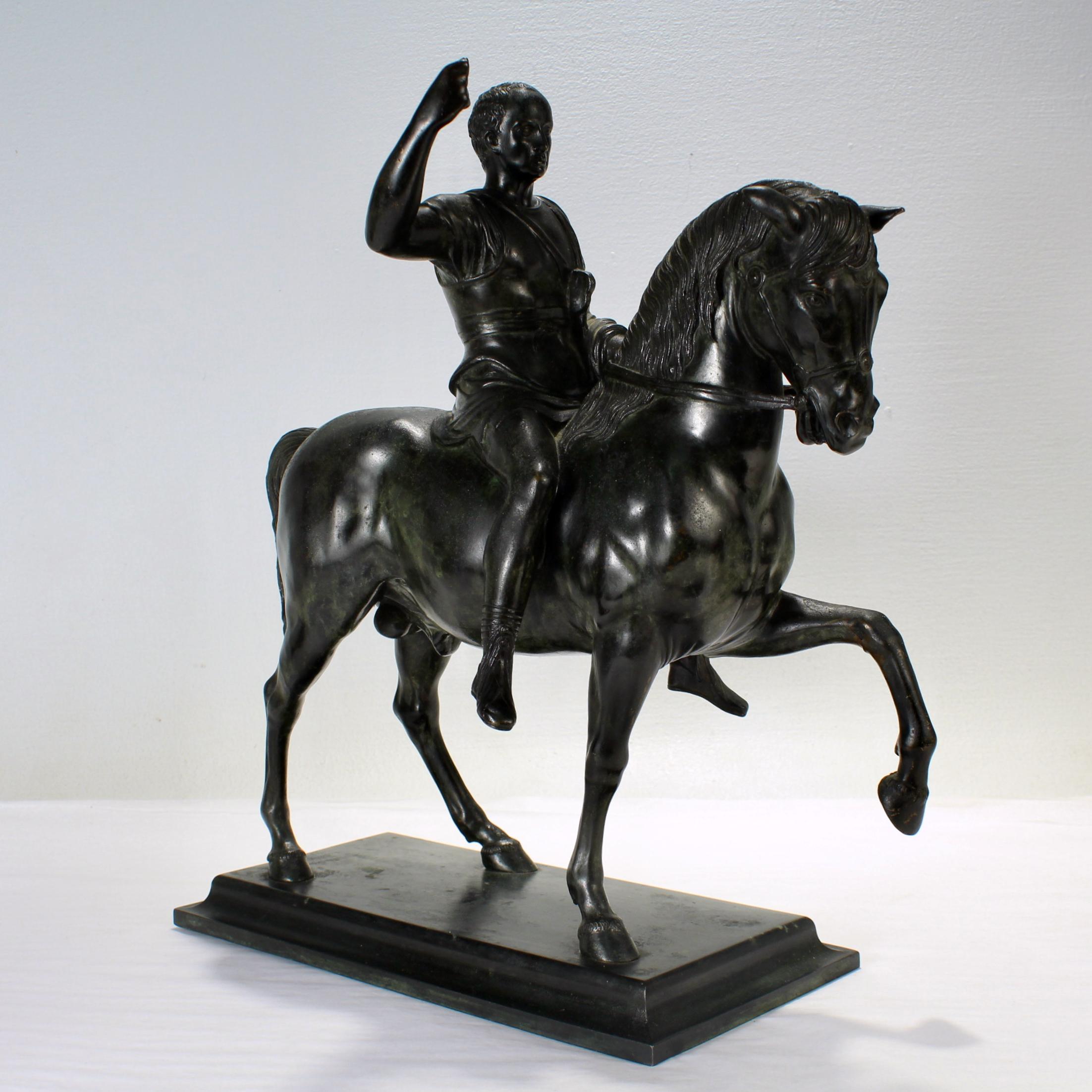 20th Century Grand Tour Style Bronze Sculpture of Caesar or Marcus Aurelius on Horseback