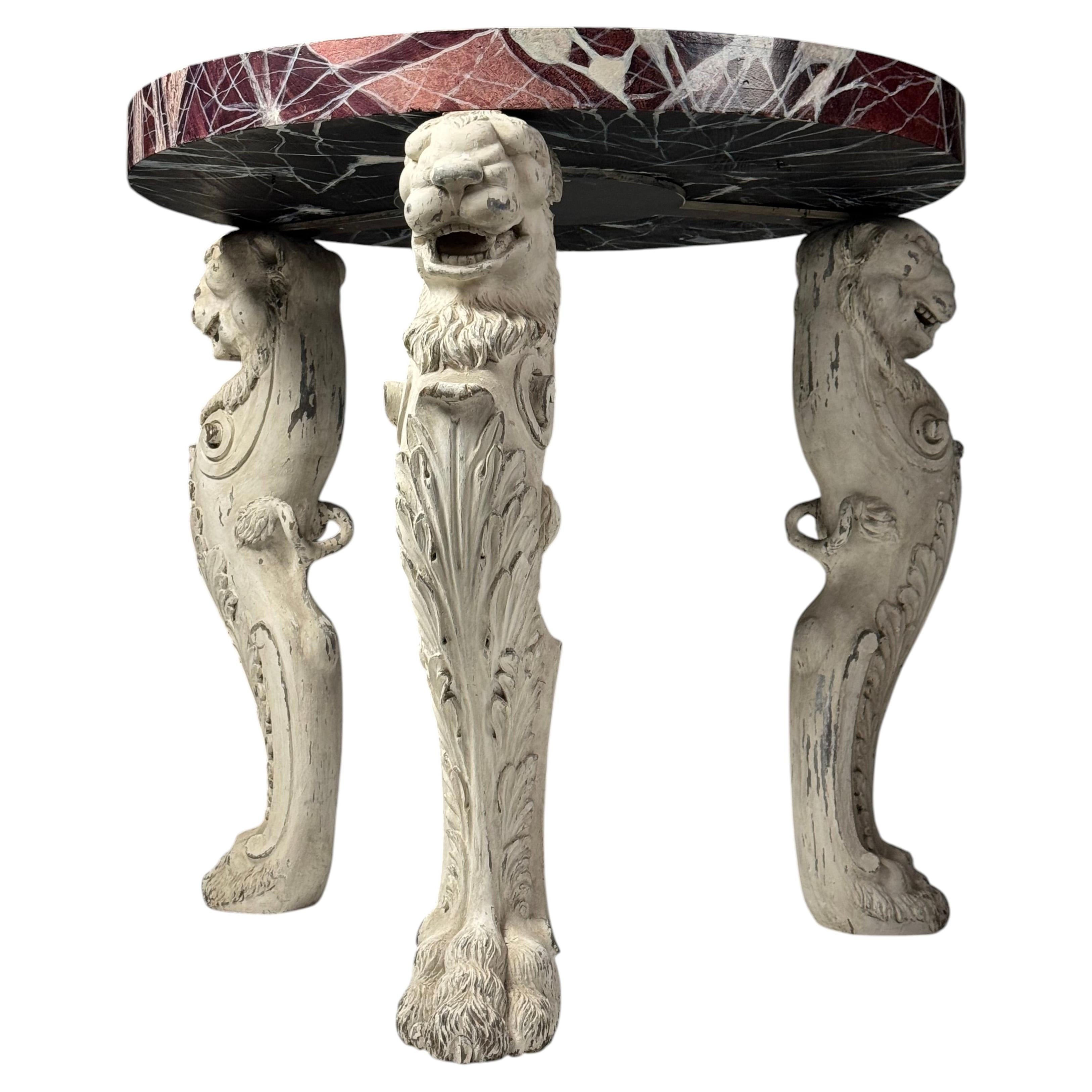 Grand Tour-style centre table in faux marble For Sale