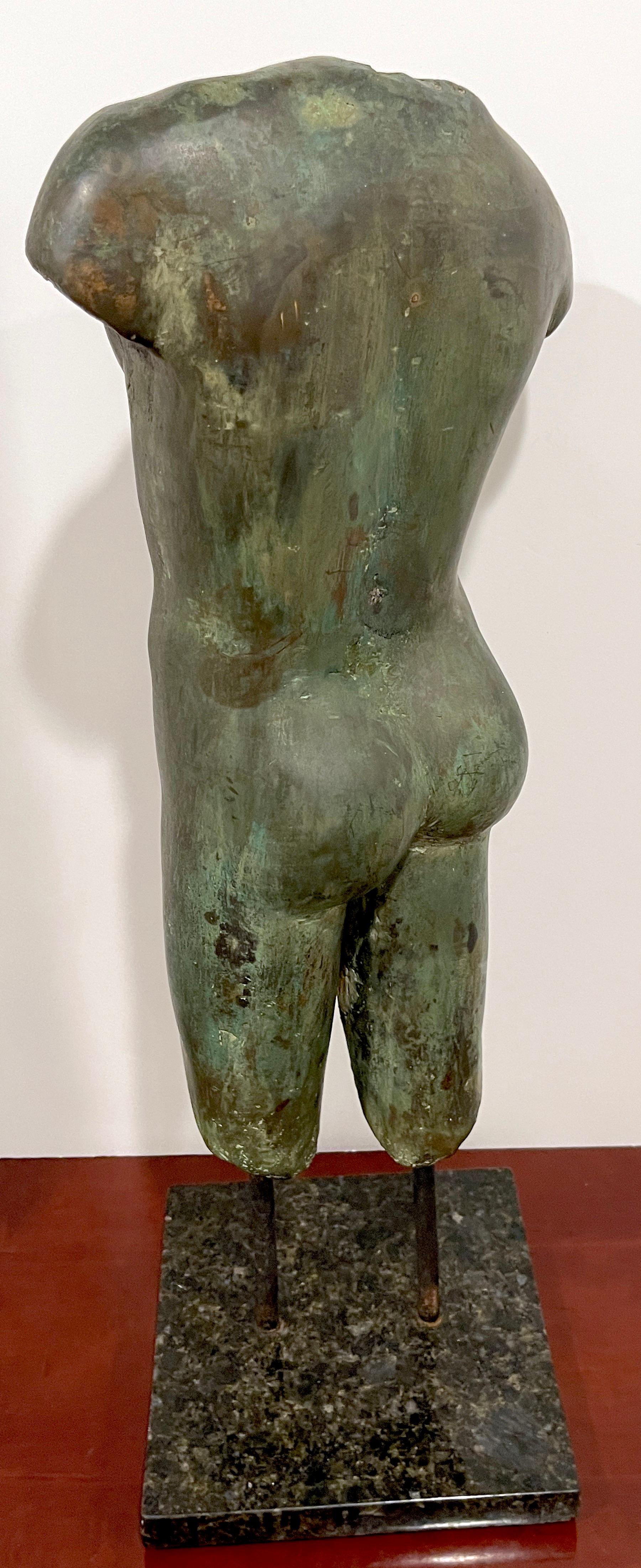 Grand Tour Style Greco-Roman Bronze Male Nude Torso Fragment, Museum Mounted  4
