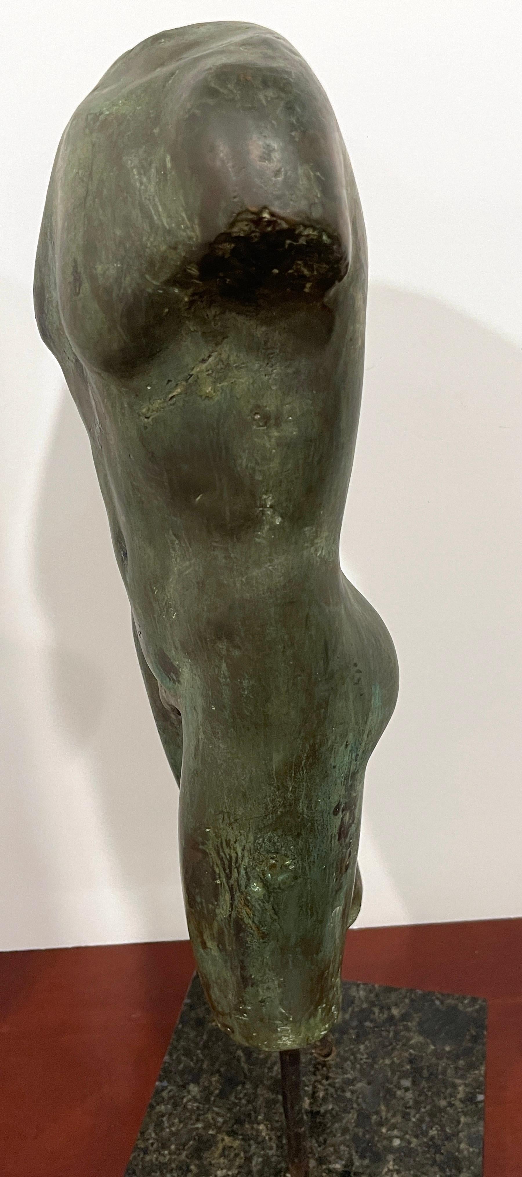 Grand Tour Style Greco-Roman Bronze Male Nude Torso Fragment, Museum Mounted  8