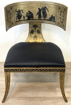 Silberlack-Stuhl im Grand-Tour- und Klismos-Stil