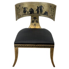 Grand Tour Style Klismos Style Silver Lacquer Chair