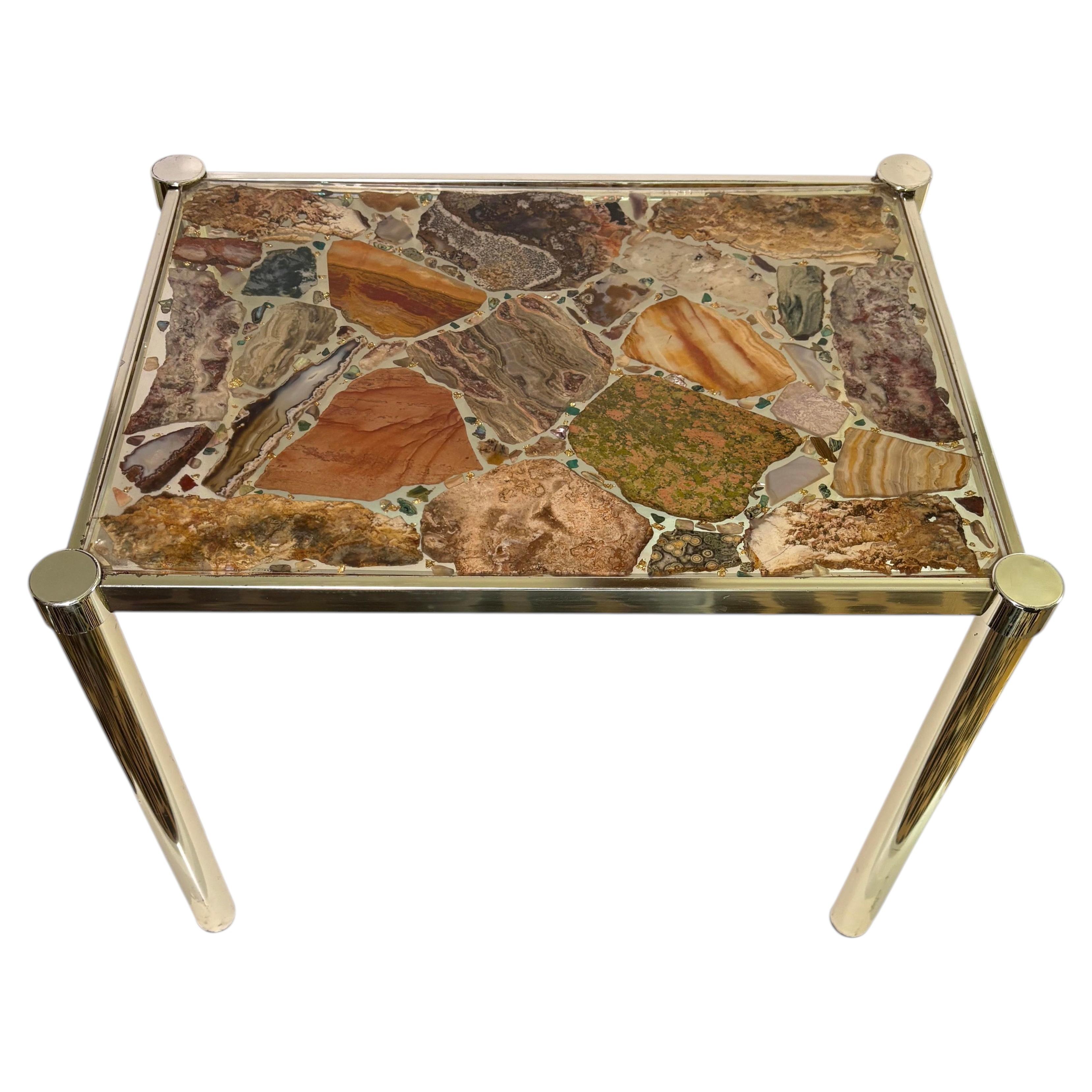 Grand Tour Style Marble Pattern in Resin Drink or Side Table