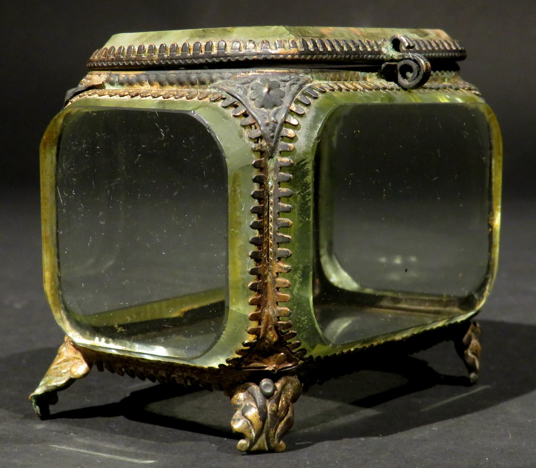 19th Century Grand Tour Style Ormolu and Glass Panelled Trinket Box, Italy, Circa 1880