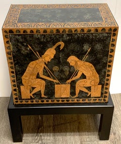 Grand Tour Style Polychromed Greek Motif Cabinet on Stand
