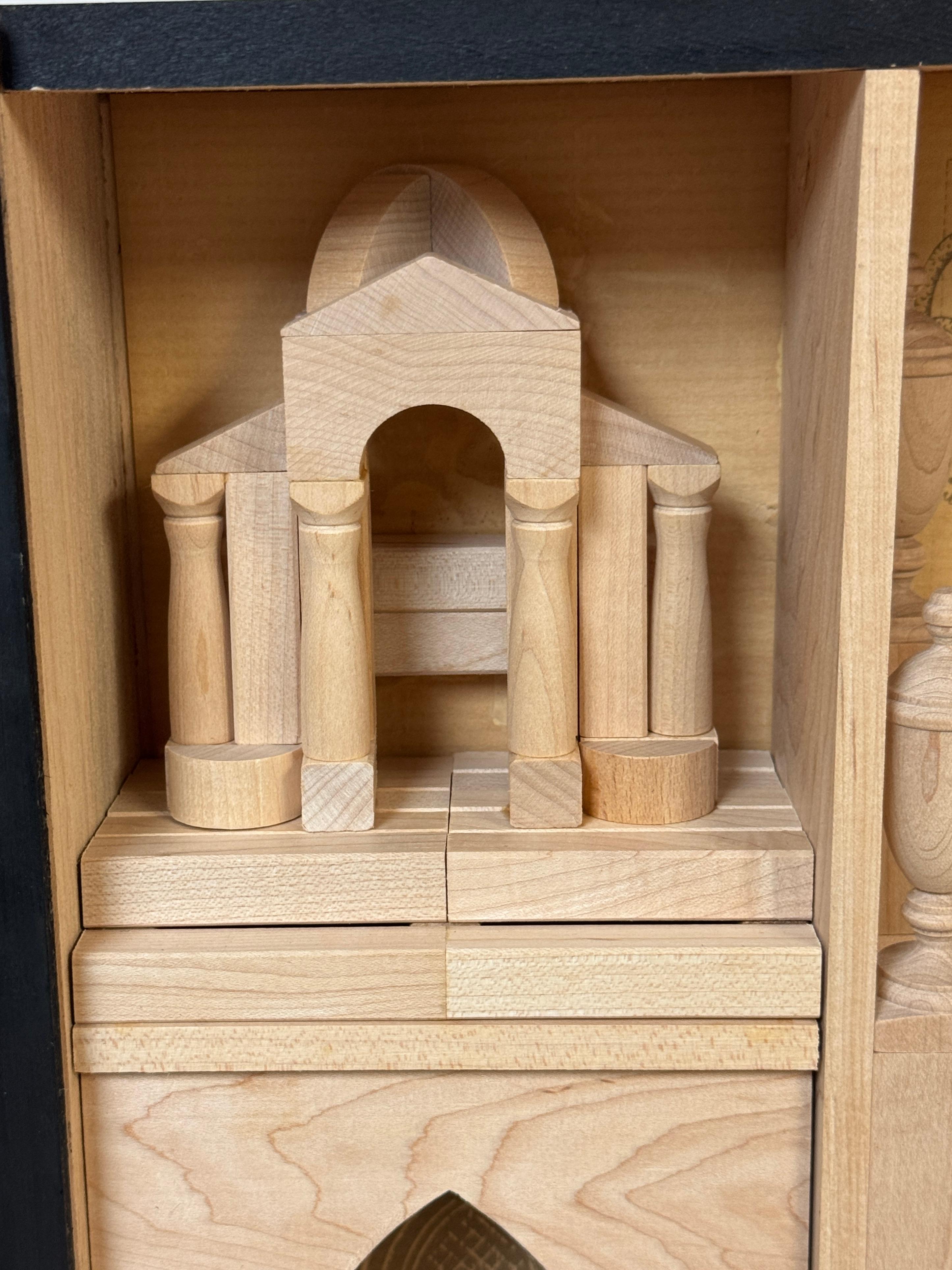 Grand Tour Architectural Study Shadow Box with Neoclassical Vignettes, Circa Mid-20th Century

An elegant and educational Grand Tour-style architectural study shadow box, presenting five miniature vignettes of classical Western architecture in wood
