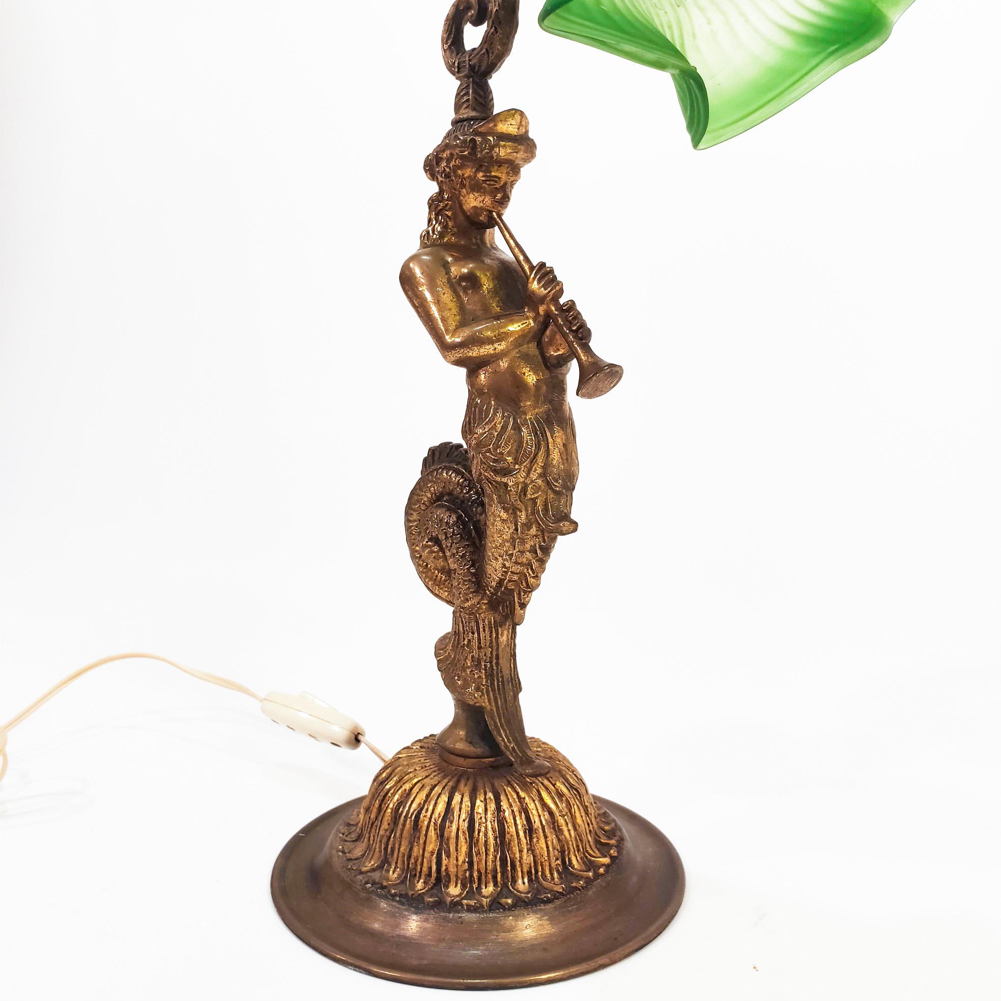 20th Century Grand Tour table lamp in French Empire style depicting the King Cecrops, 1920s For Sale