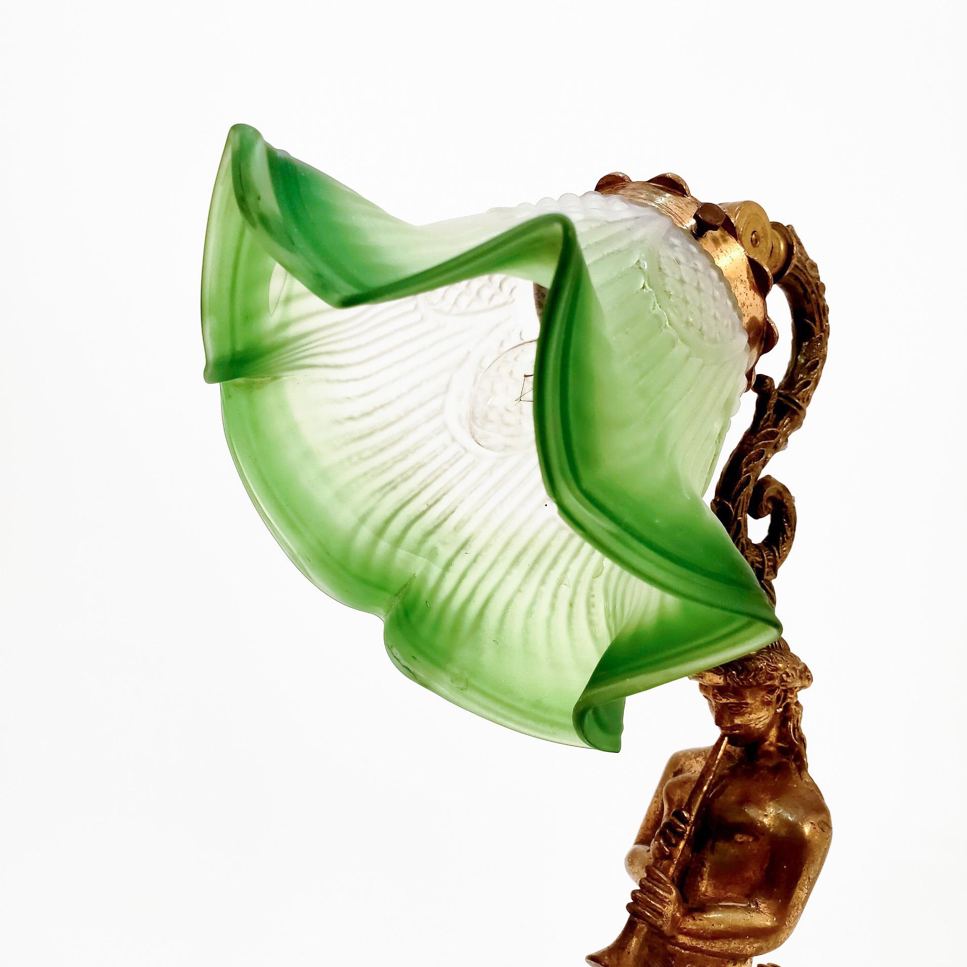 Grand Tour table lamp in French Empire style depicting the King Cecrops, 1920s For Sale 1