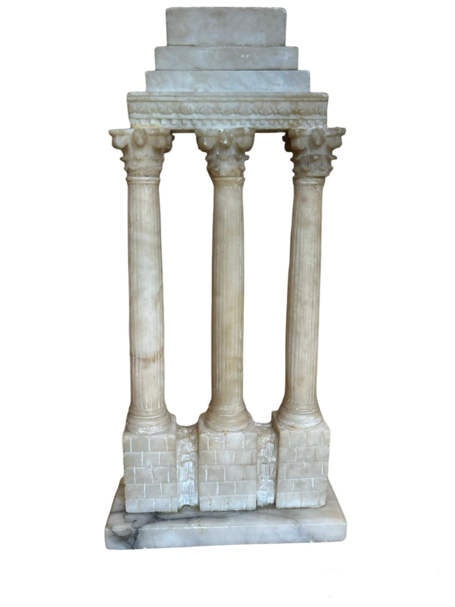 Hand-Carved Grand Tour, Temple of Castor & Pollux in alabaster