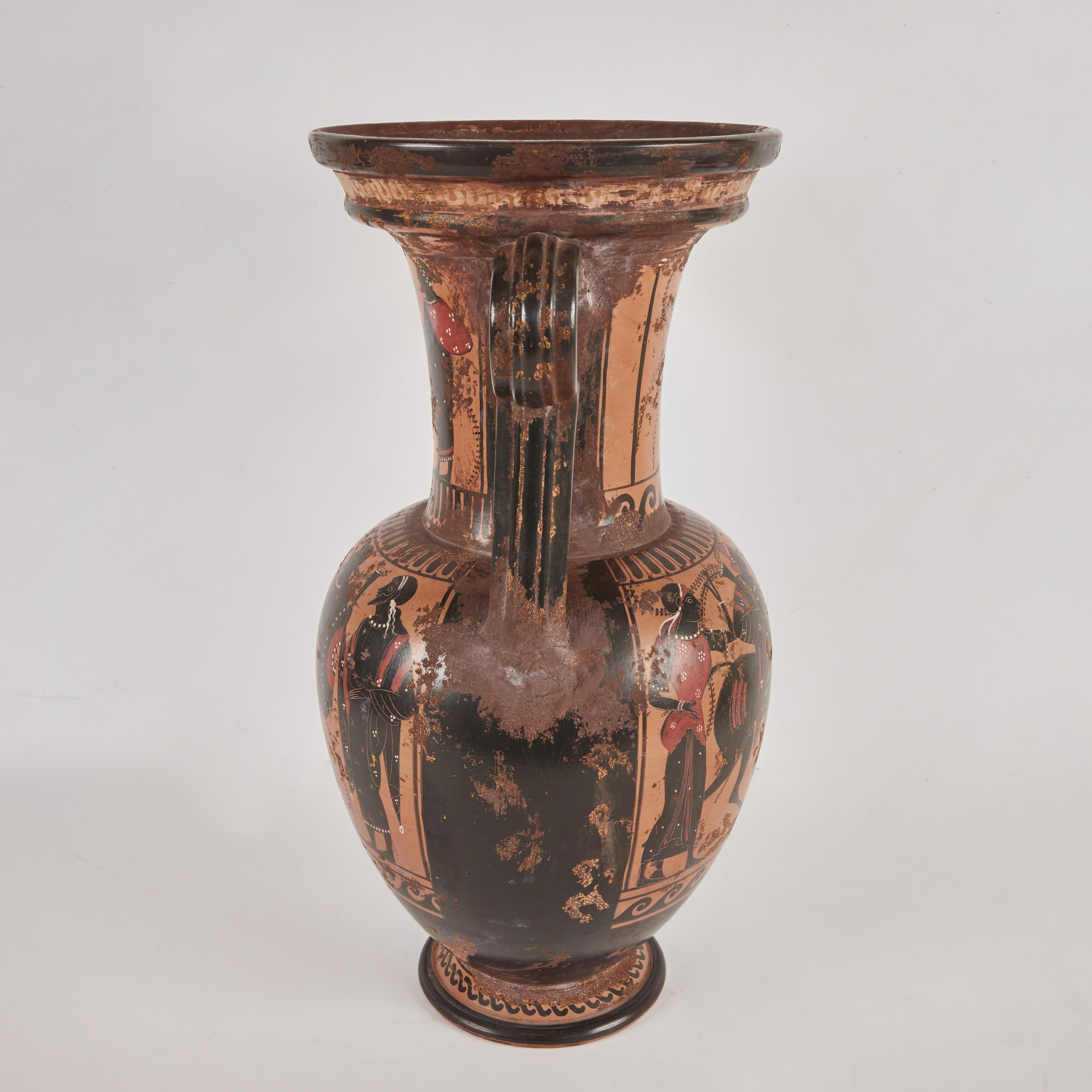 Hand-Painted Grand Tour Terracotta Amphora Vase For Sale