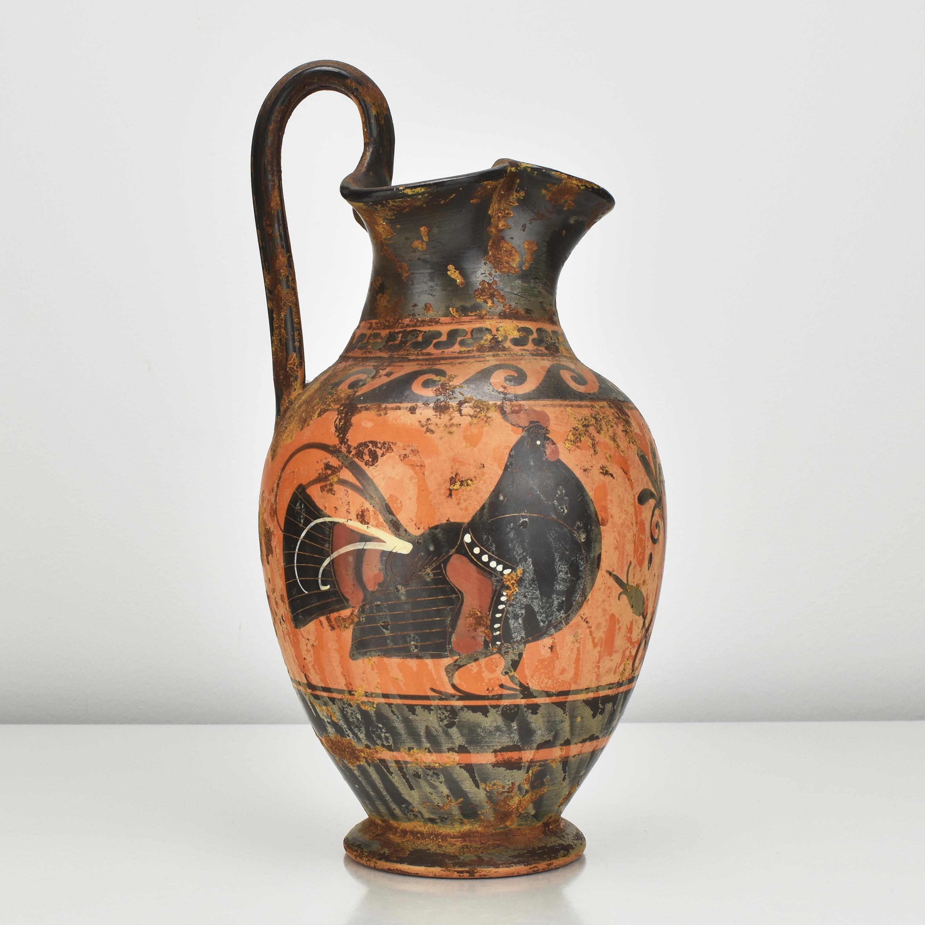 Italian Grand Tour Terracotta Souvenir Oinochoe Wine Jug Ewer 19thc Ancient Greek Style